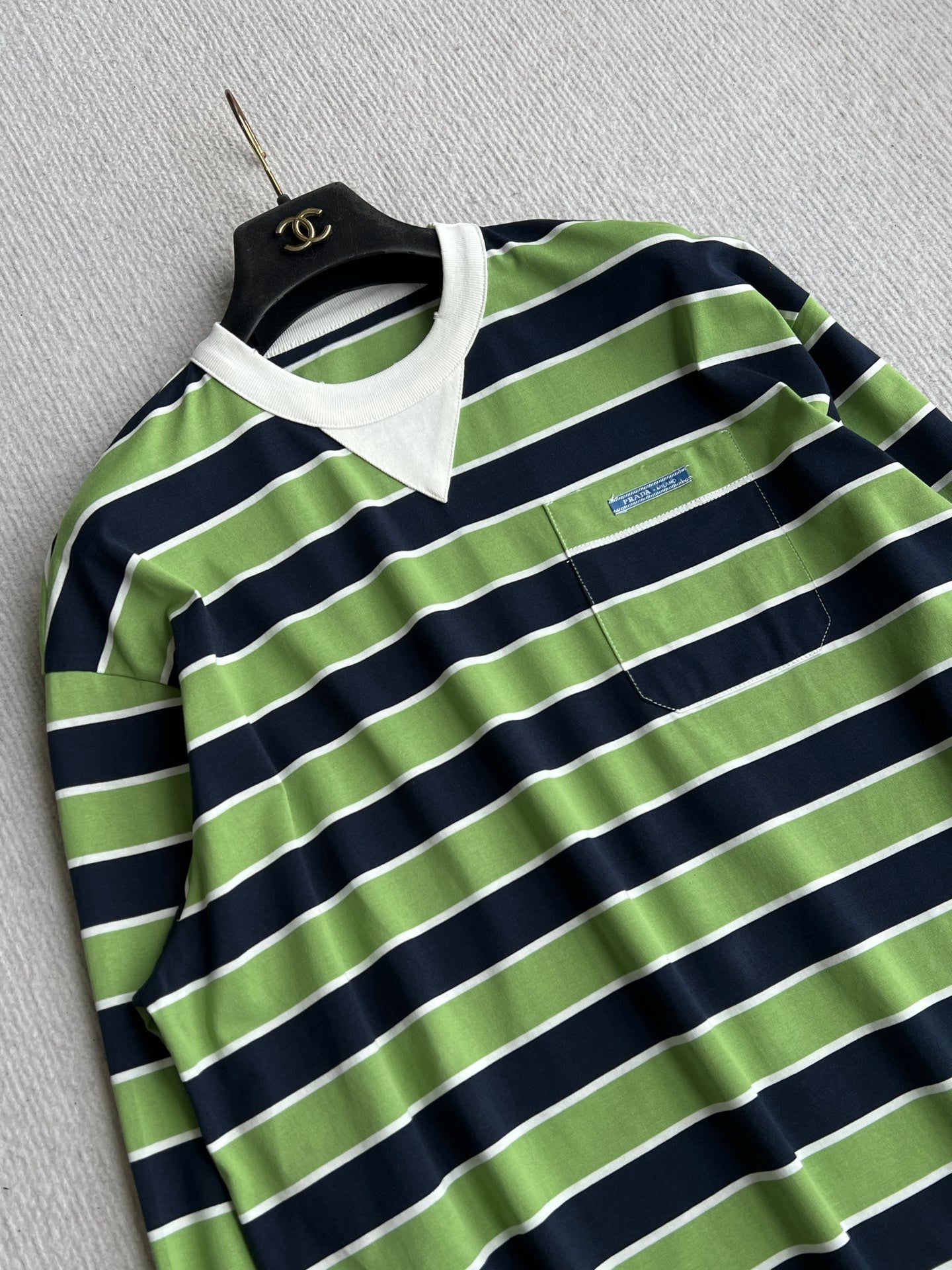 Prada Long-sleeved T-shirt Blue/Fern Green Cotton 372635