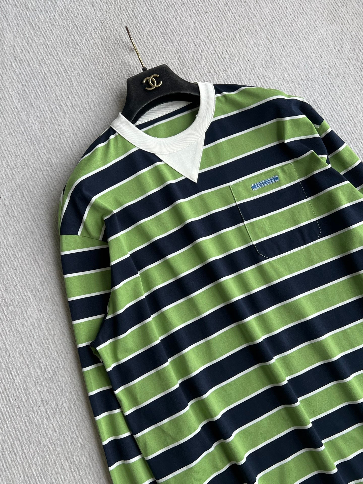 Prada Long-sleeved T-shirt Blue/Fern Green Cotton 372635