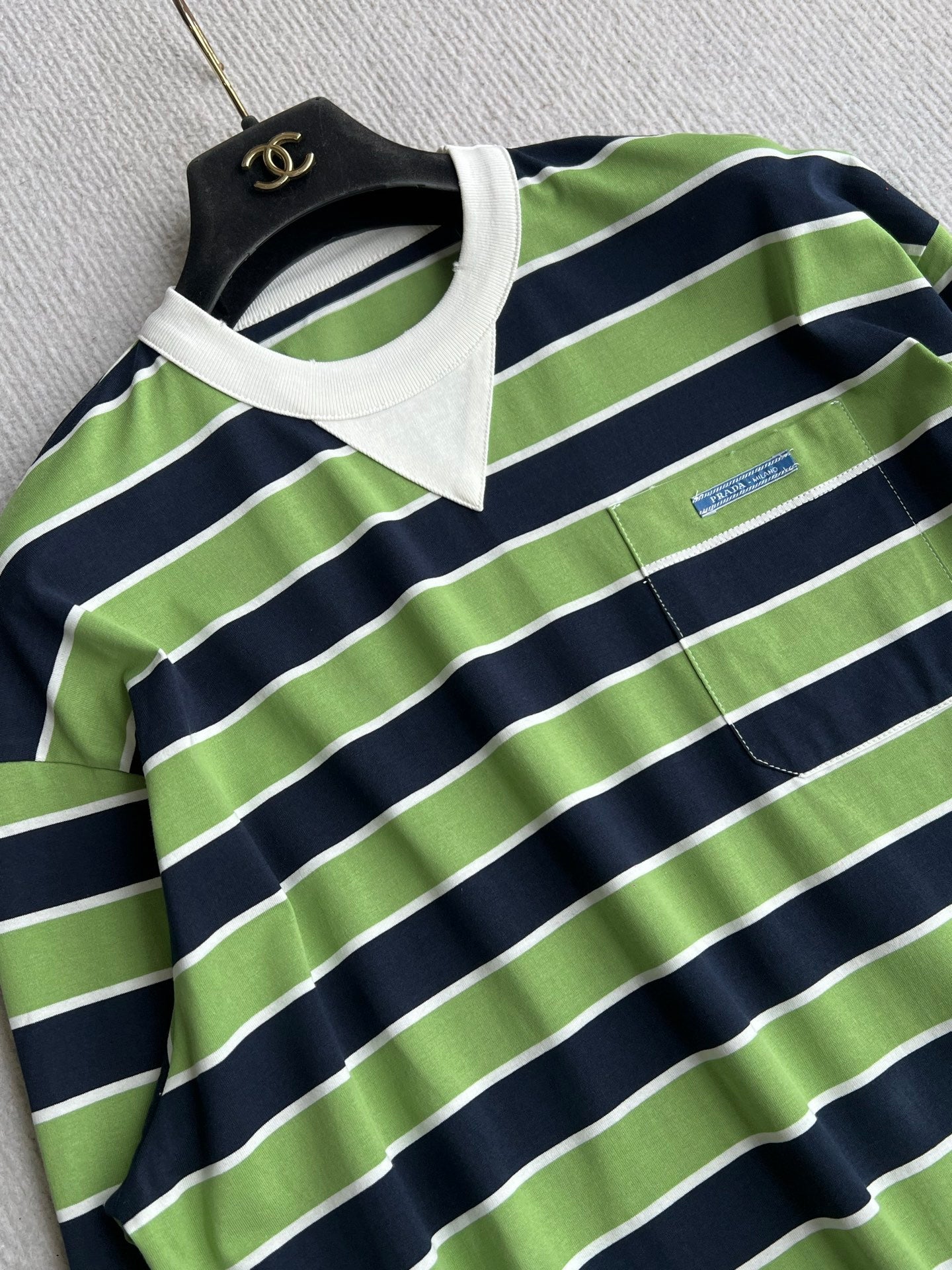 Prada Long-sleeved T-shirt Blue/Fern Green Cotton 372635