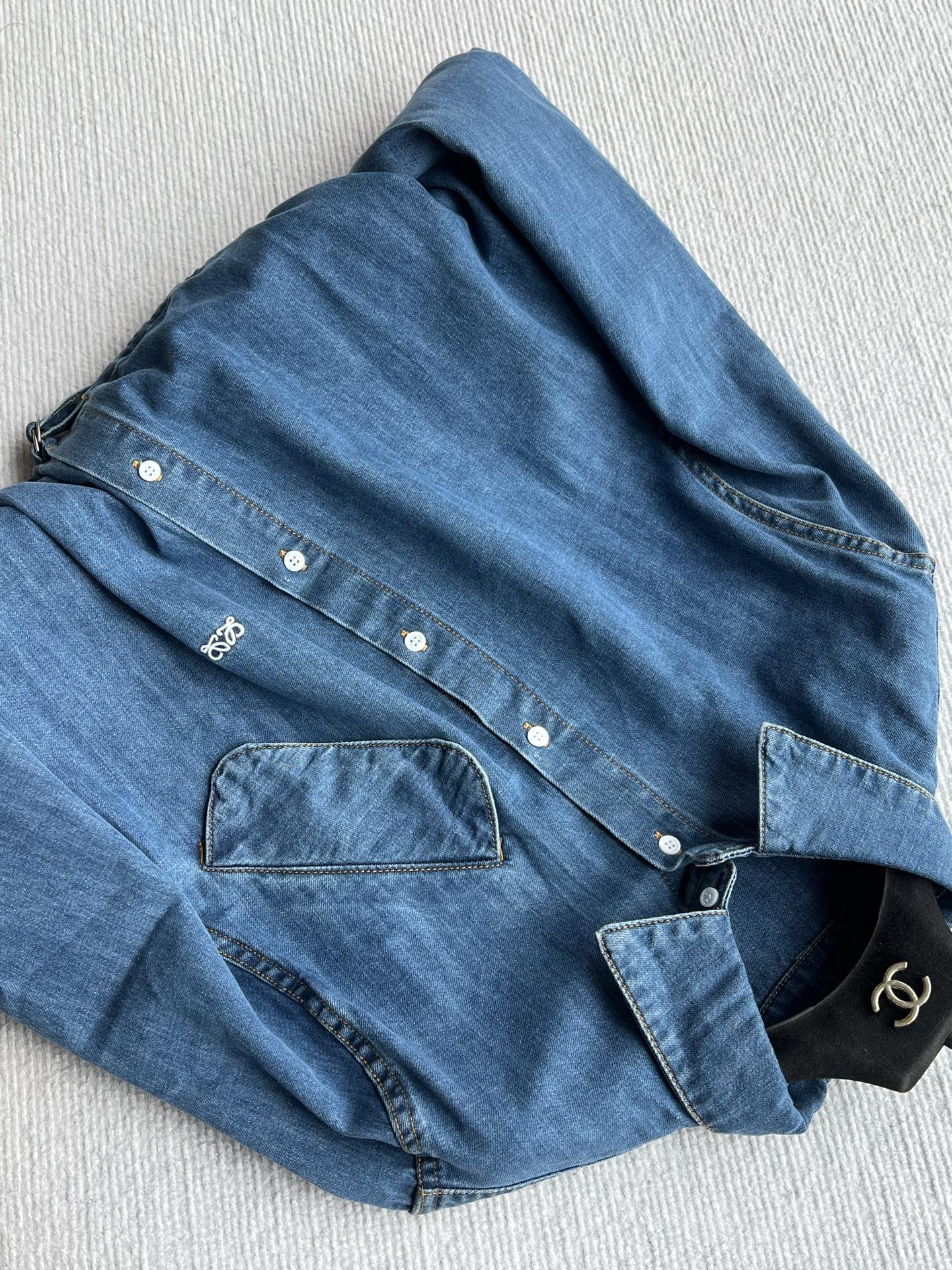 Loewe Belted Shirt Blue Denim 372592