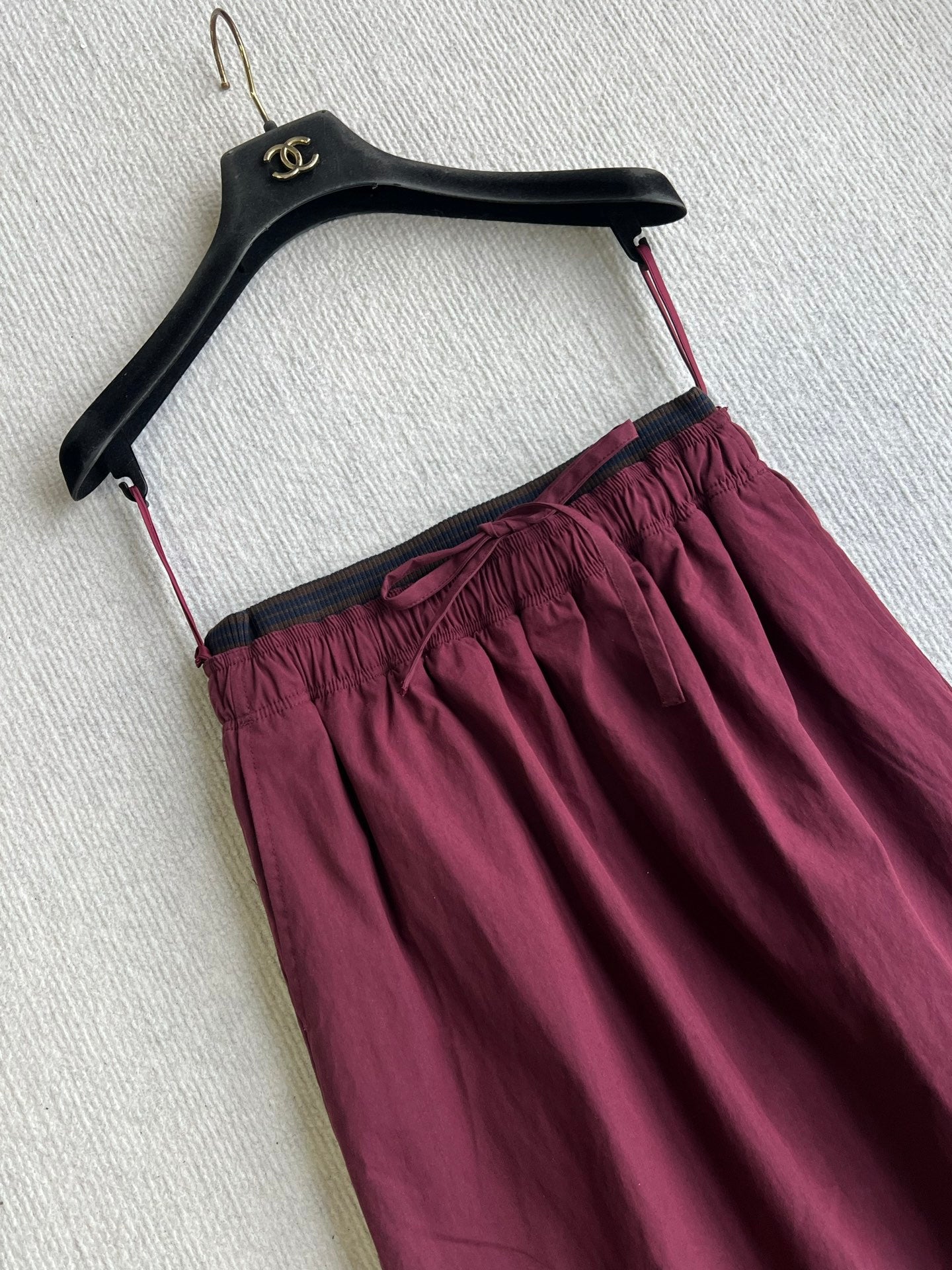 Prada Drawstring Midi Skirt Burgundy Polyester 372612