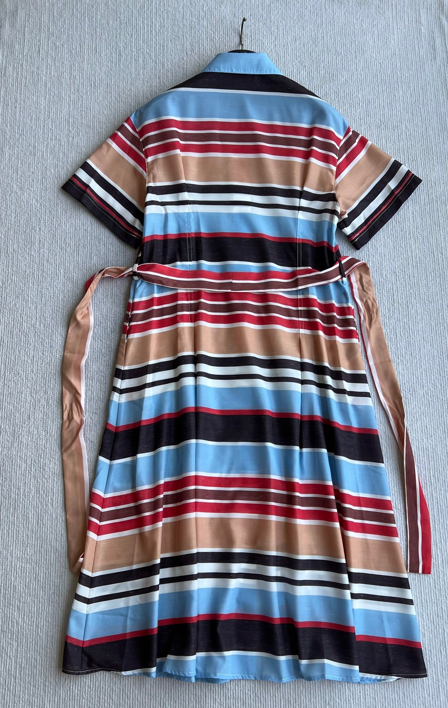 CC 26s Resort Midi Dress Red Brown Blue Cotton Polyester 405111