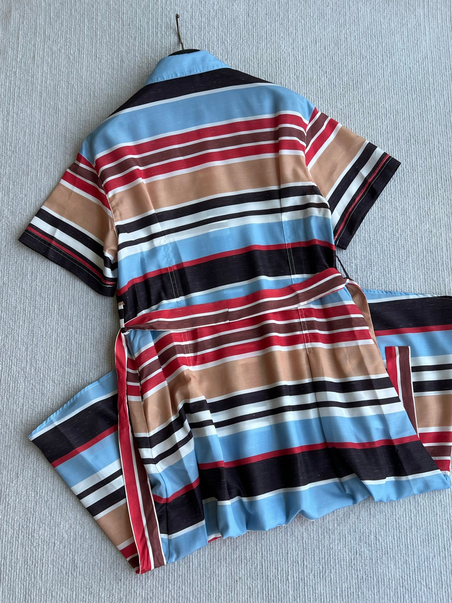 CC 26s Resort Midi Dress Red Brown Blue Cotton Polyester 405111
