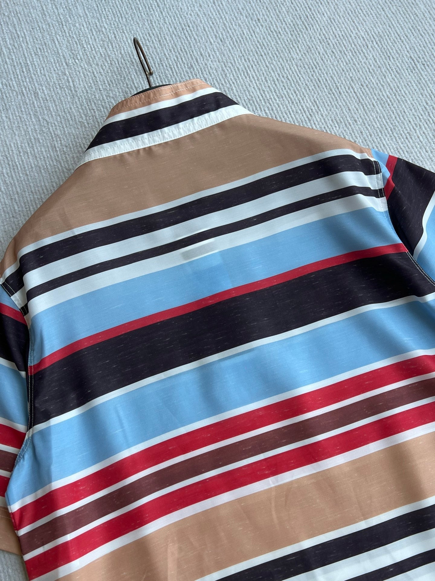 CC 26s Resort Loose-Fitting Top Striped Red Brown Blue Cotton Polyester 405126