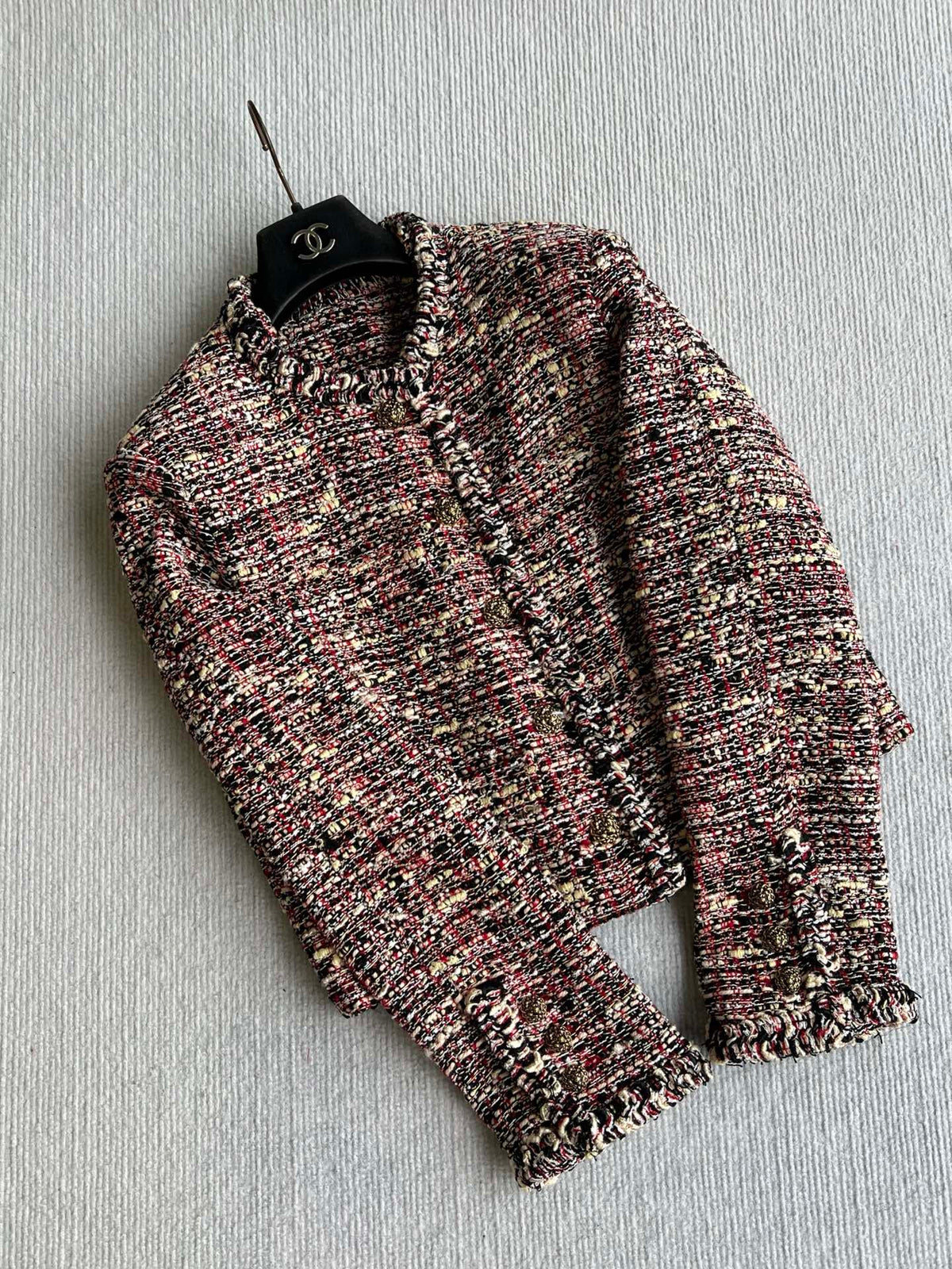 Chanel 26s Tweed Crop Jacket Multicolor Cotton Blend 434484