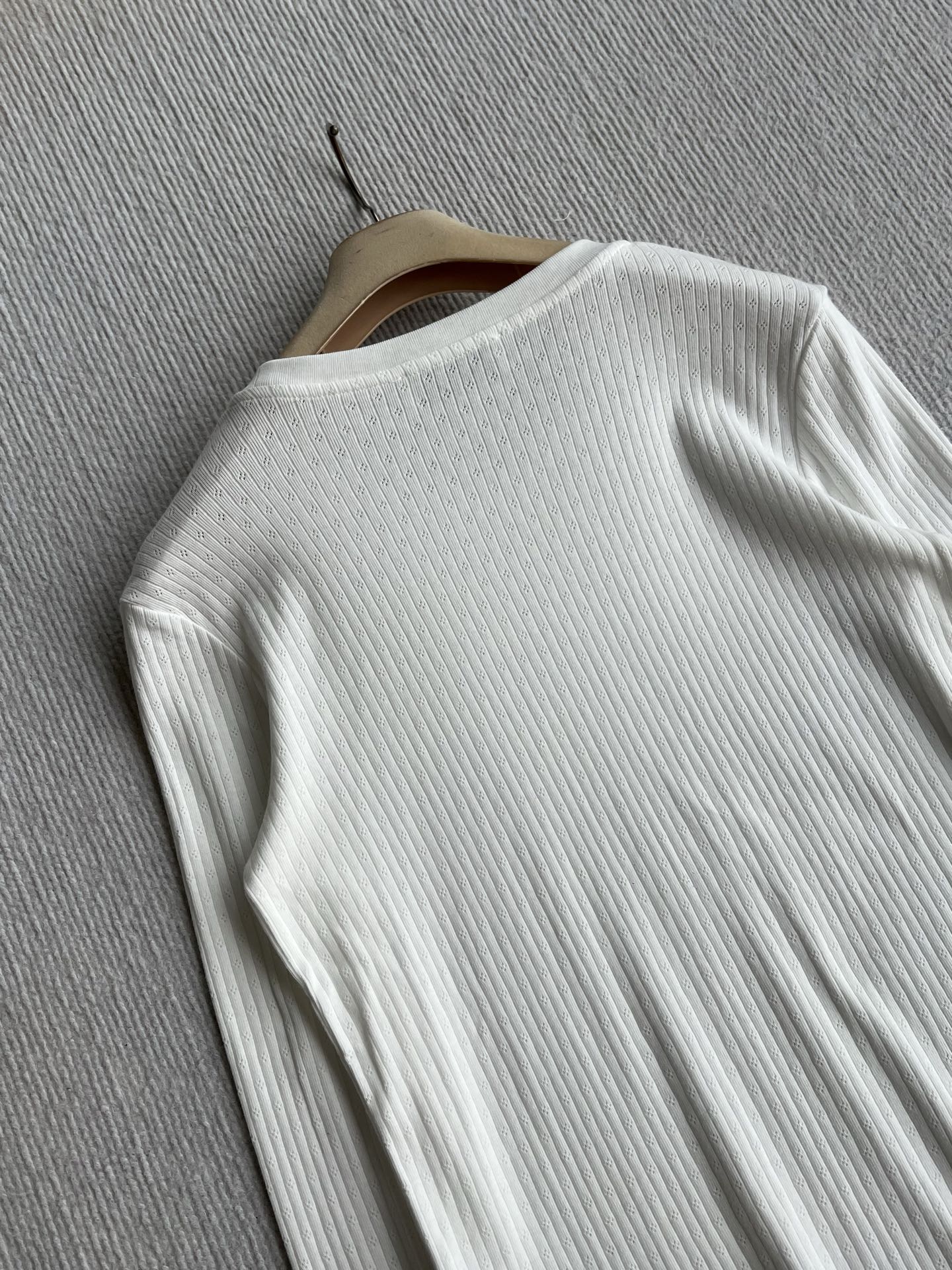 Miu 26s Jacquard Long-sleeved T-shirt White Cotton 412322