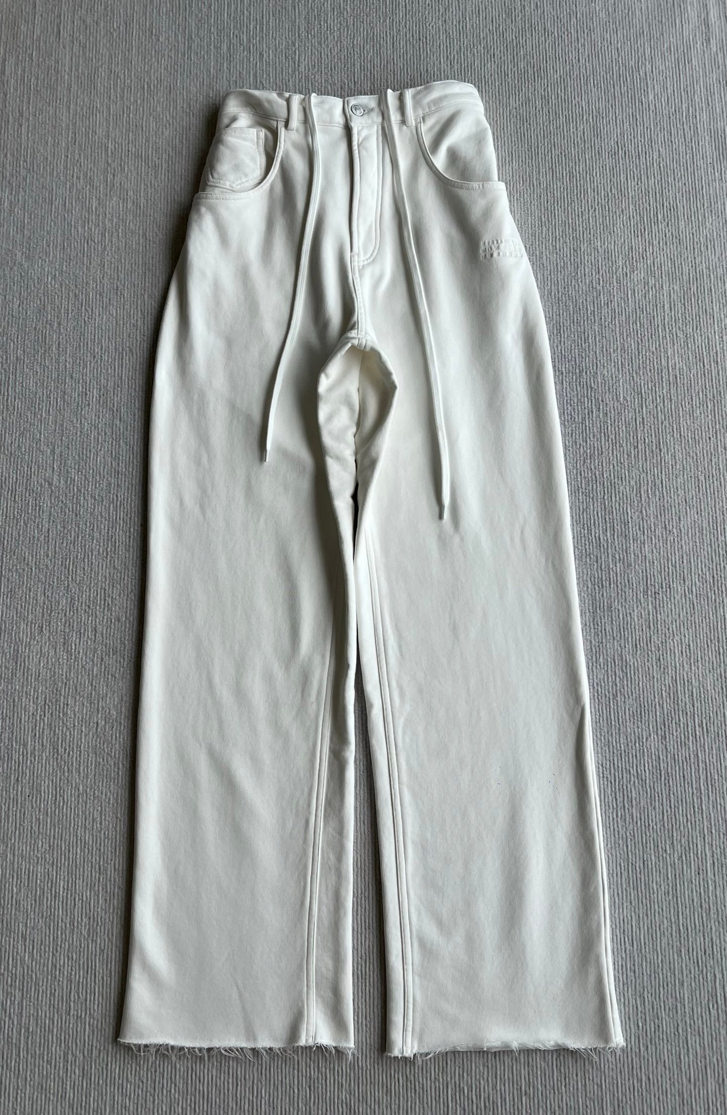 MM6 Elastic Waist Drawstring Casual Pants White Cotton 412336