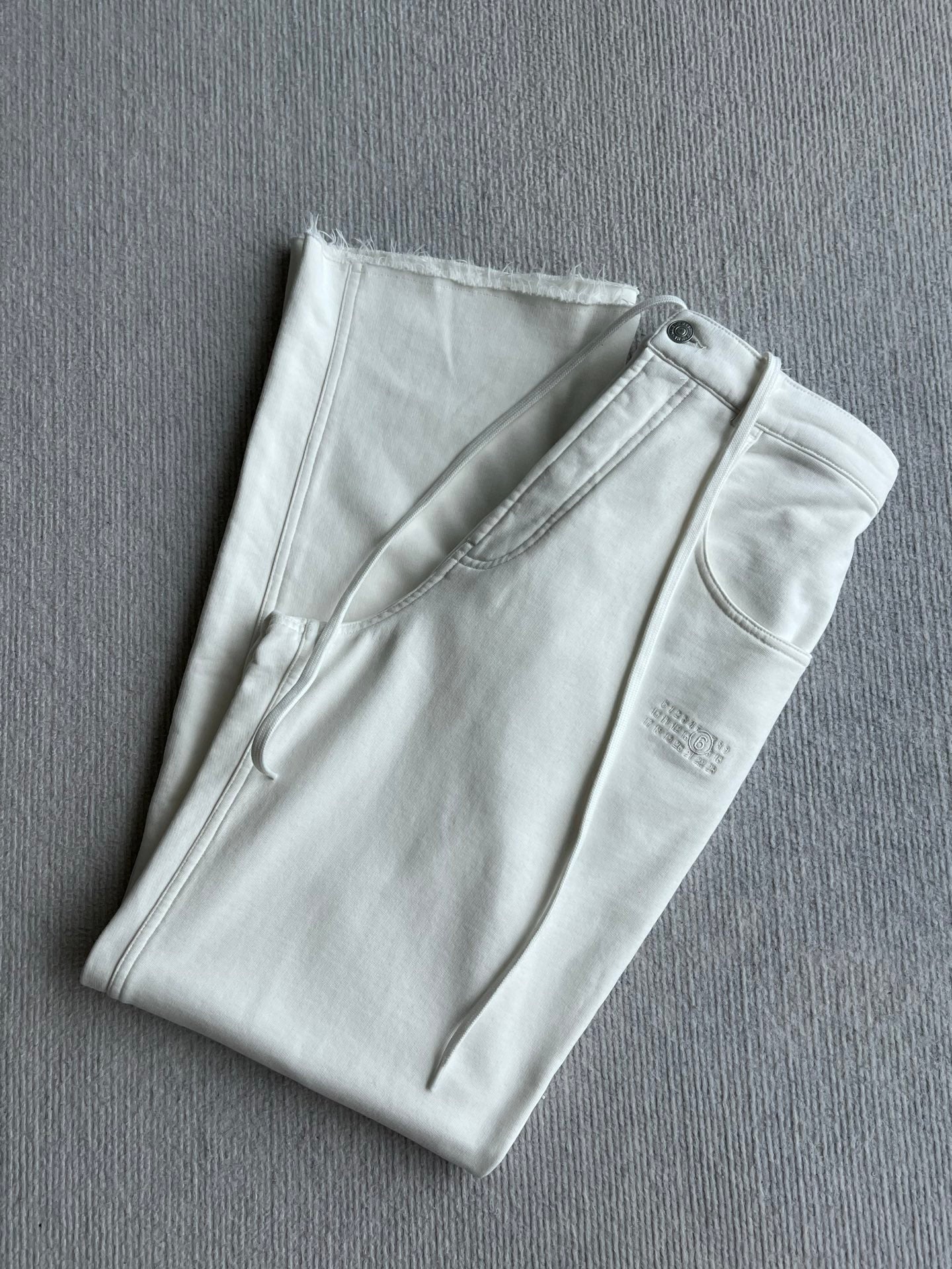 MM6 Elastic Waist Drawstring Casual Pants White Cotton 412336