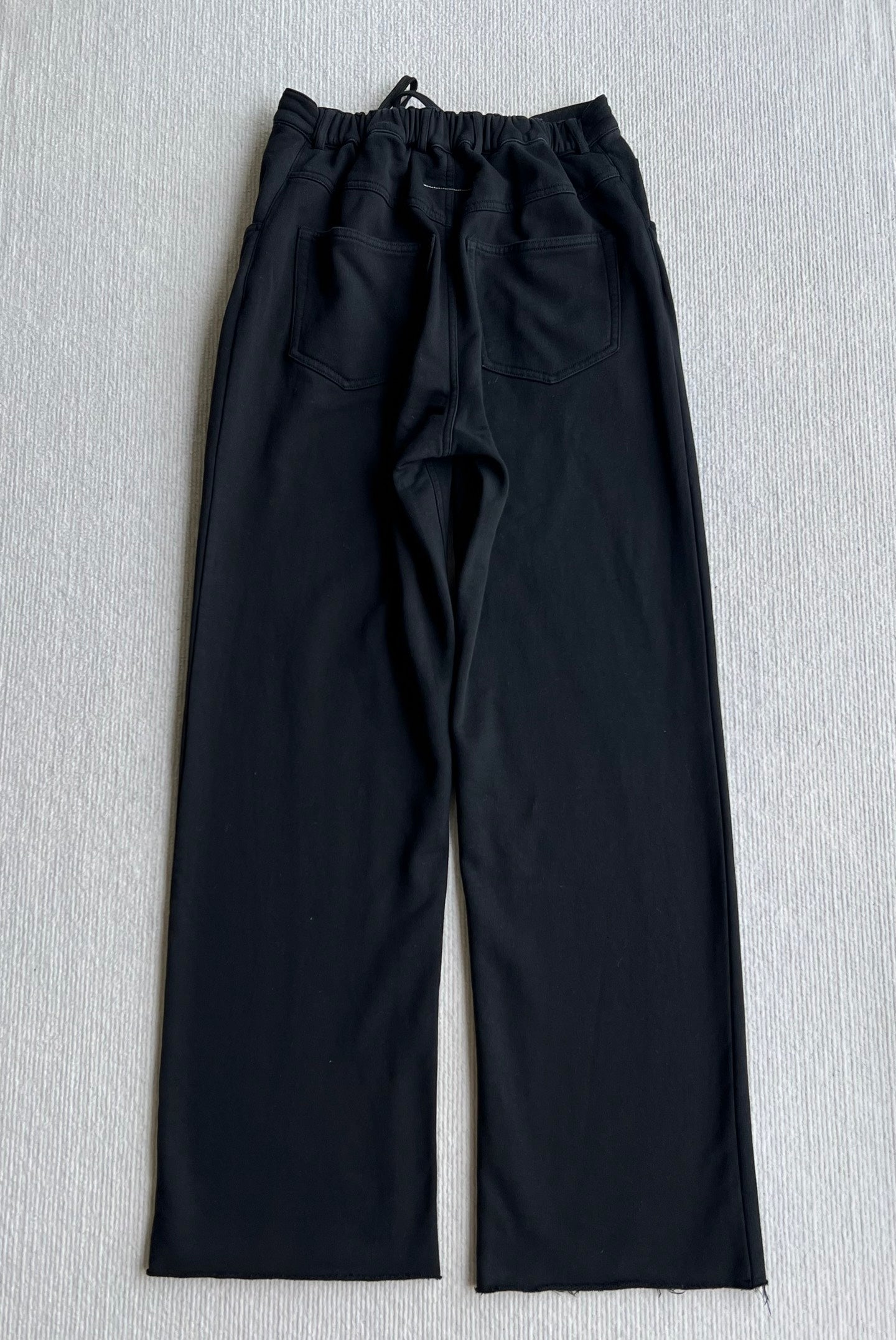 MM6 Elastic Waist Drawstring Casual Pants Black Cotton 412337