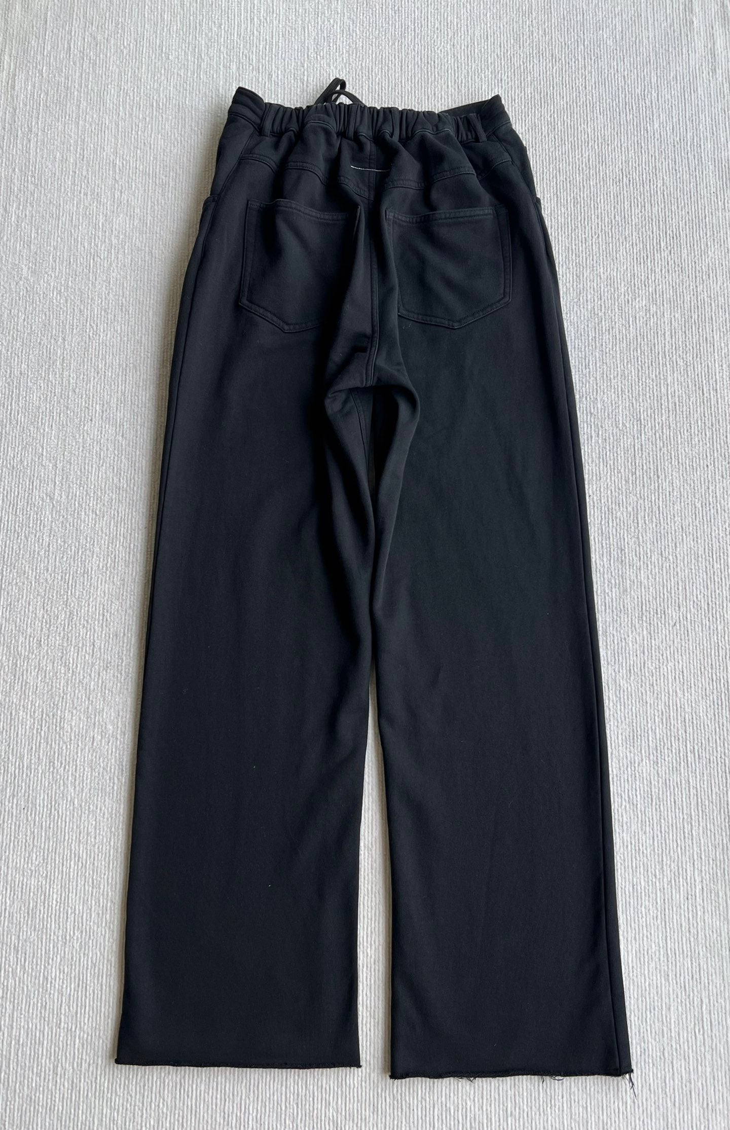 MM6 Elastic Waist Drawstring Casual Pants Black Cotton 412337