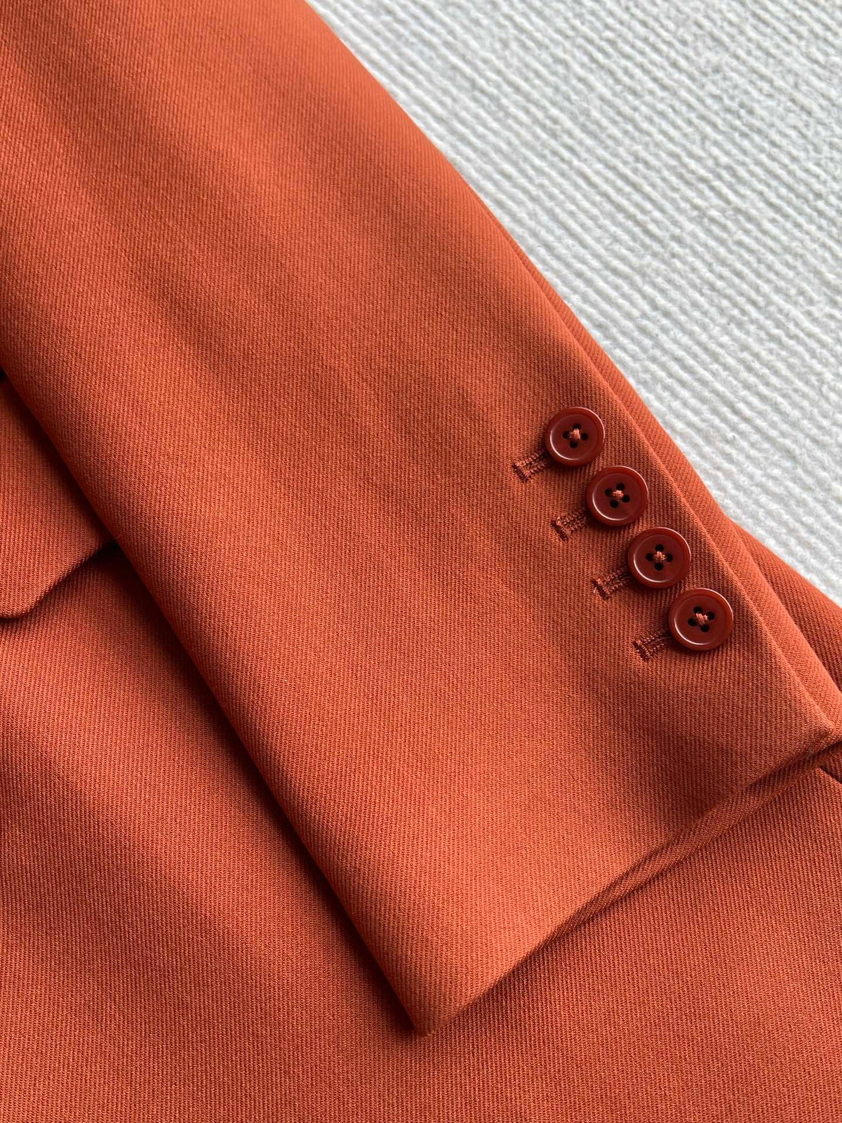 YSL 26s Double Breasted Blazer Terracotta Wool Polyester 434497