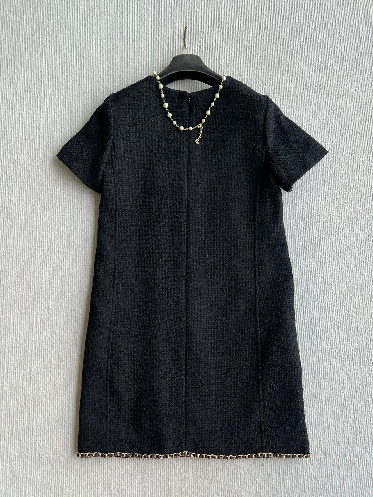 Chanel 26s Tweed Short Sleeve Dress Black Cotton Blend 434474