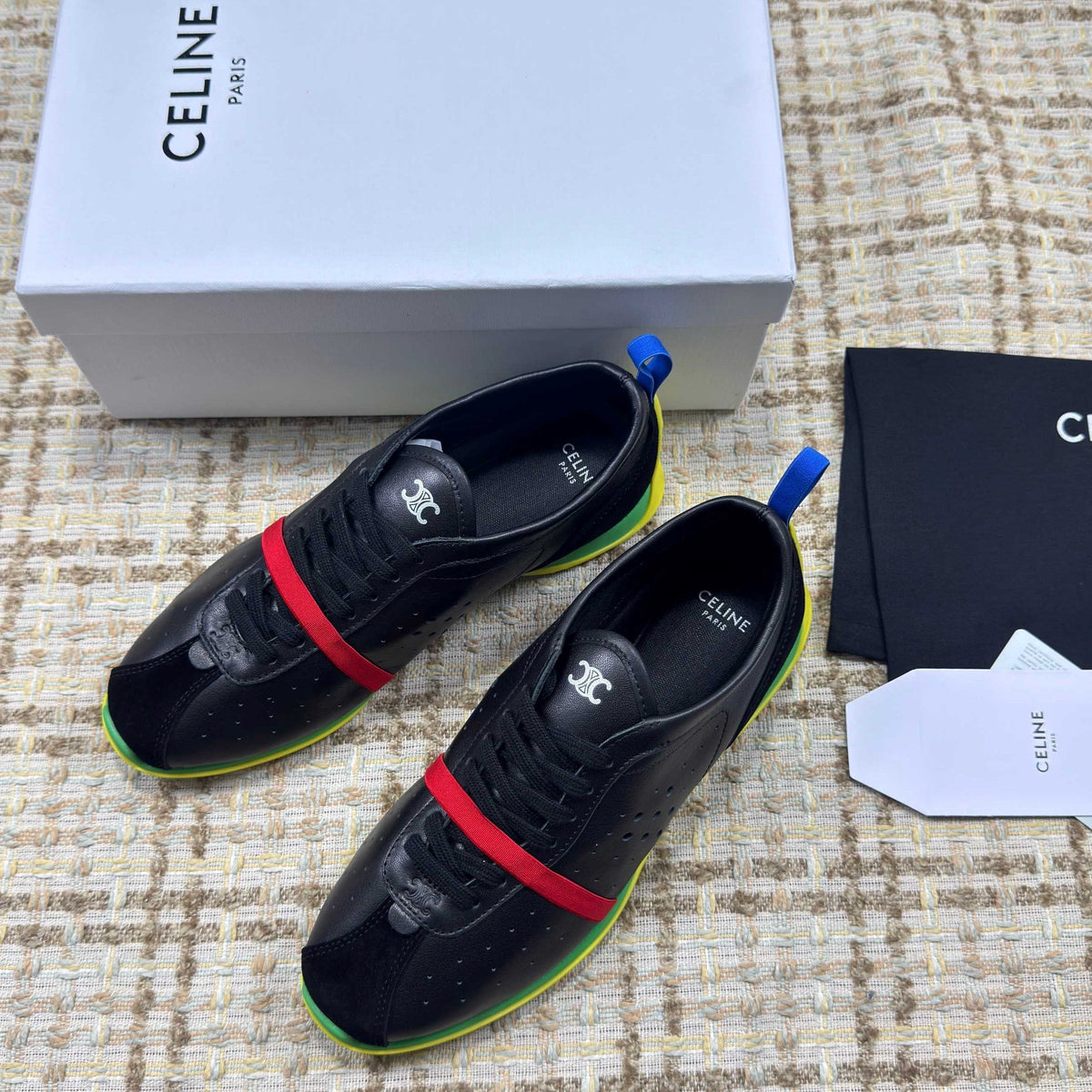 CE 26s Triomphe Low Top Sneakers Black Leather 144867