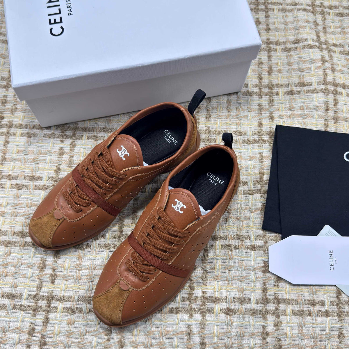 CE 26s Triomphe Low Top Sneakers Brown Leather 144869