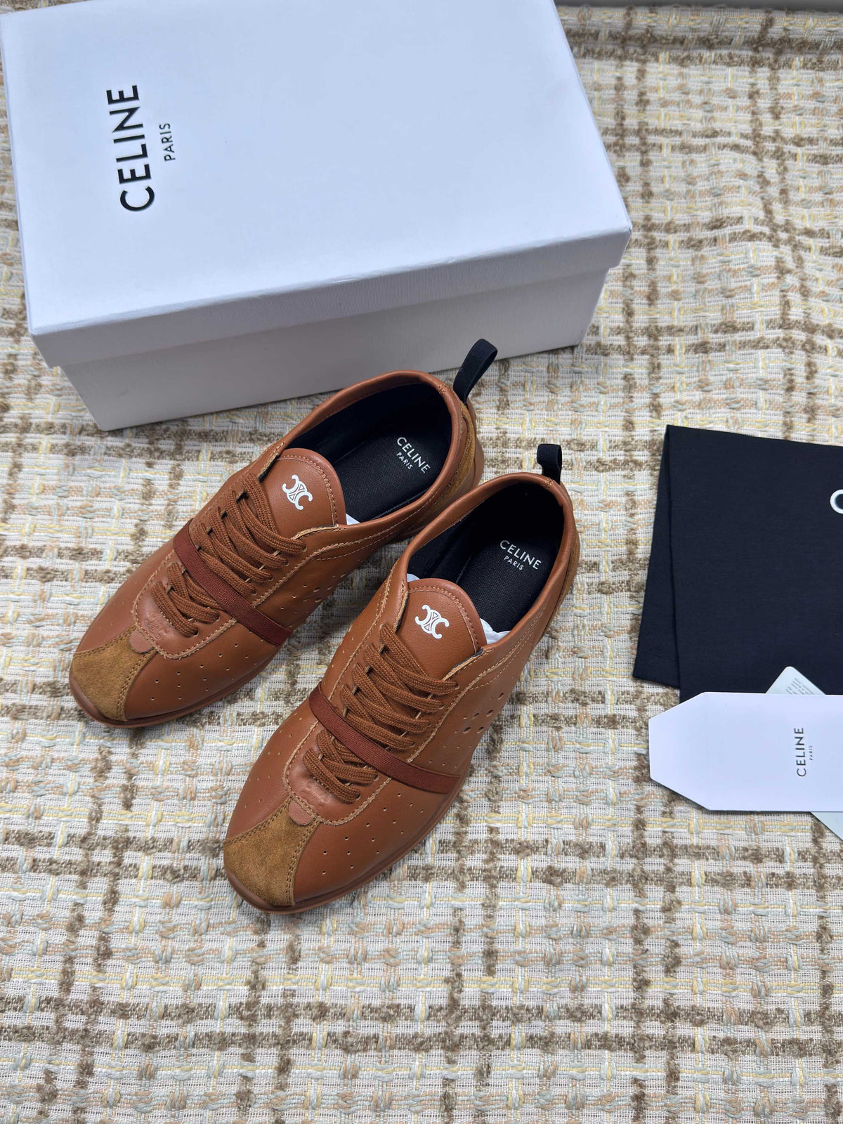 CE 26s Triomphe Low Top Sneakers Brown Leather 144869