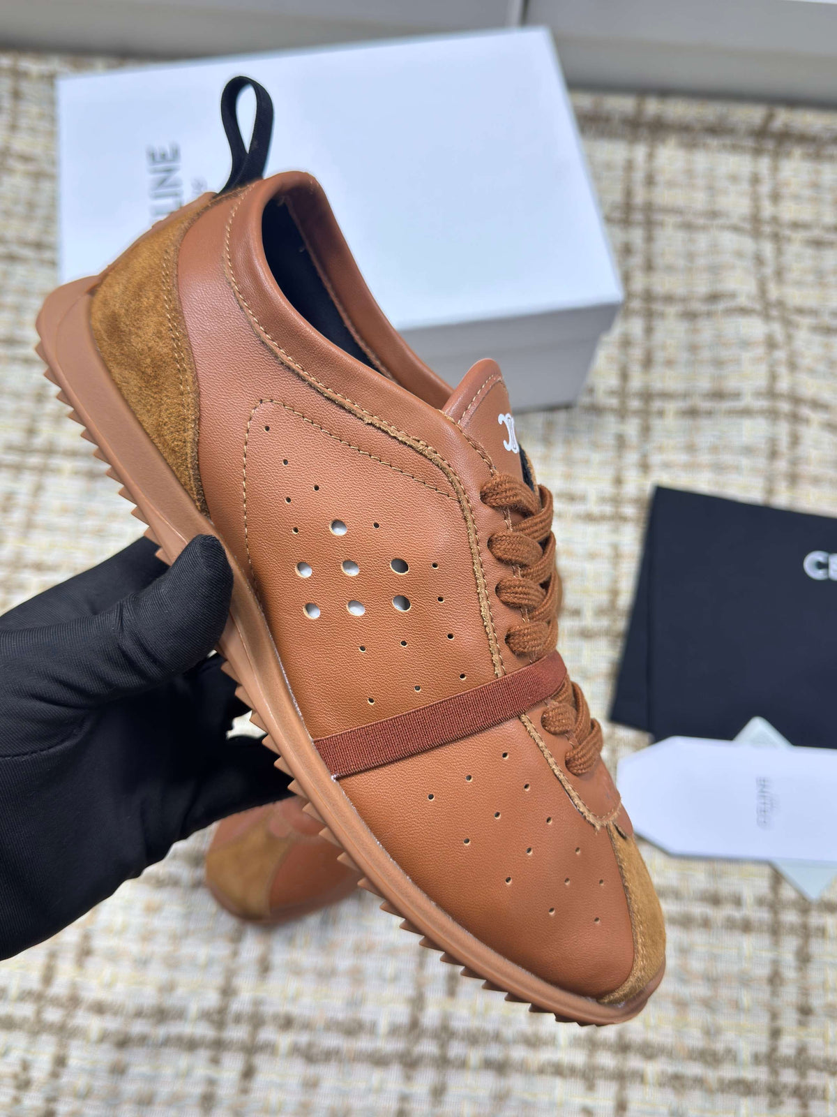 CE 26s Triomphe Low Top Sneakers Brown Leather 144869