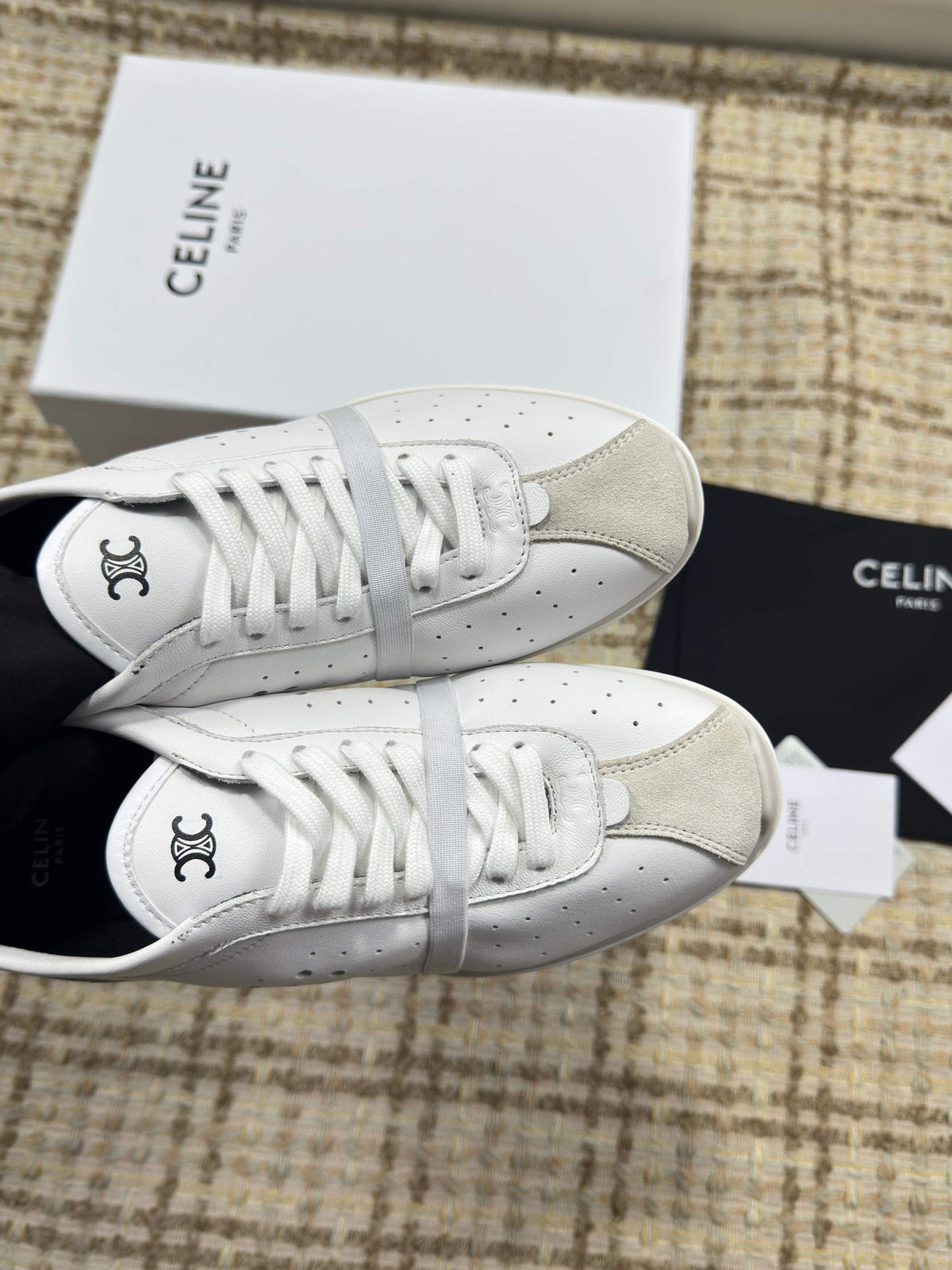 CE 26s Triomphe Low Top Sneakers White Leather 144870