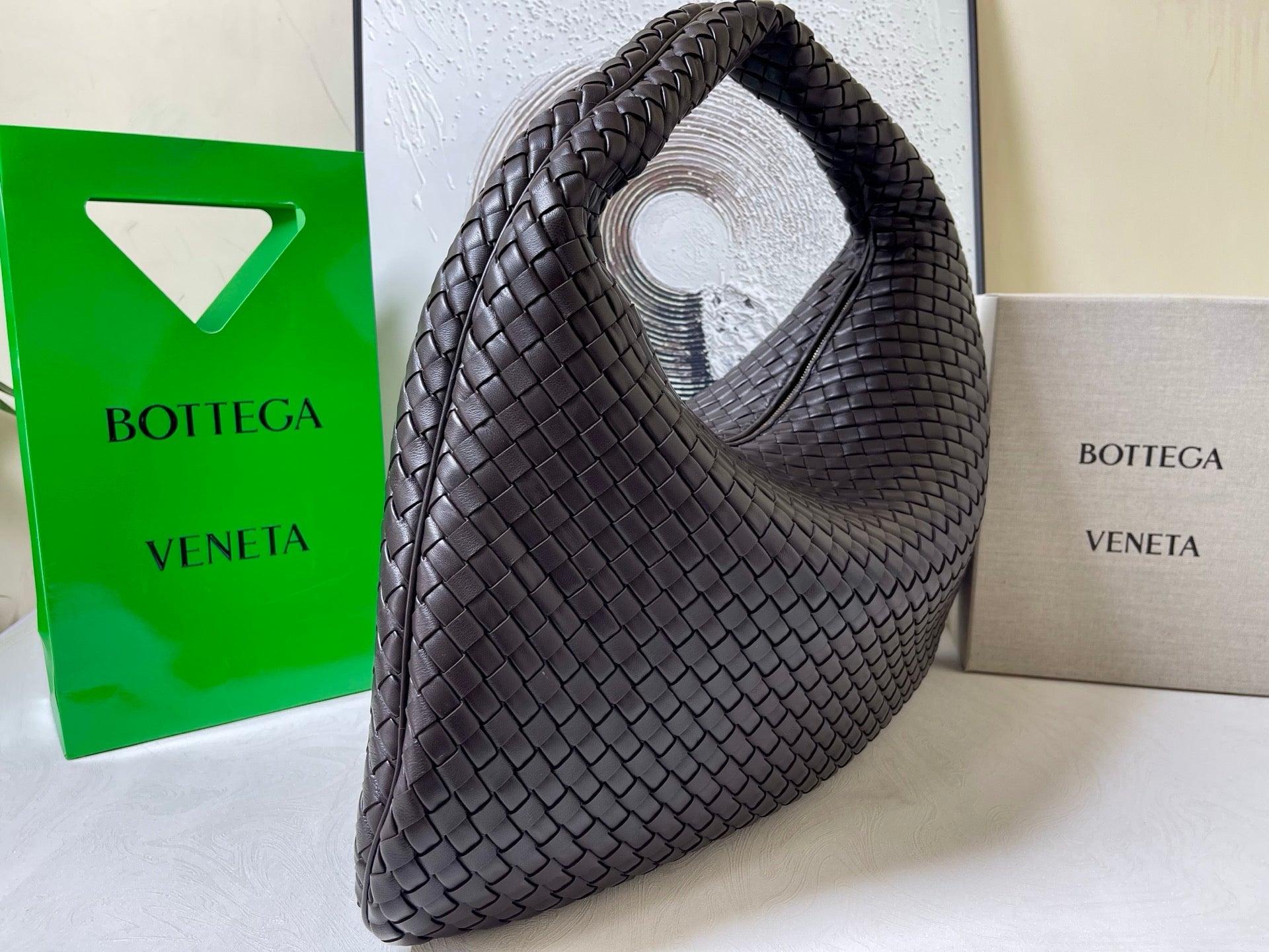 Bottega Veneta Maxi Veneta Bag 59cm Coffee Intrecciato Leather