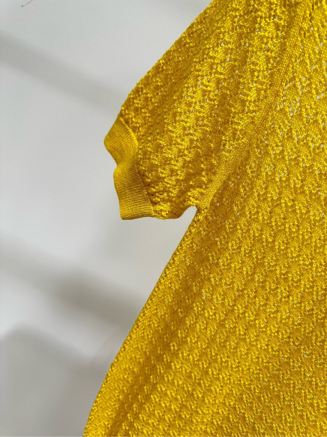 Miu 26s Knitted Openwork Yellow Top Cashmere Silk 409946