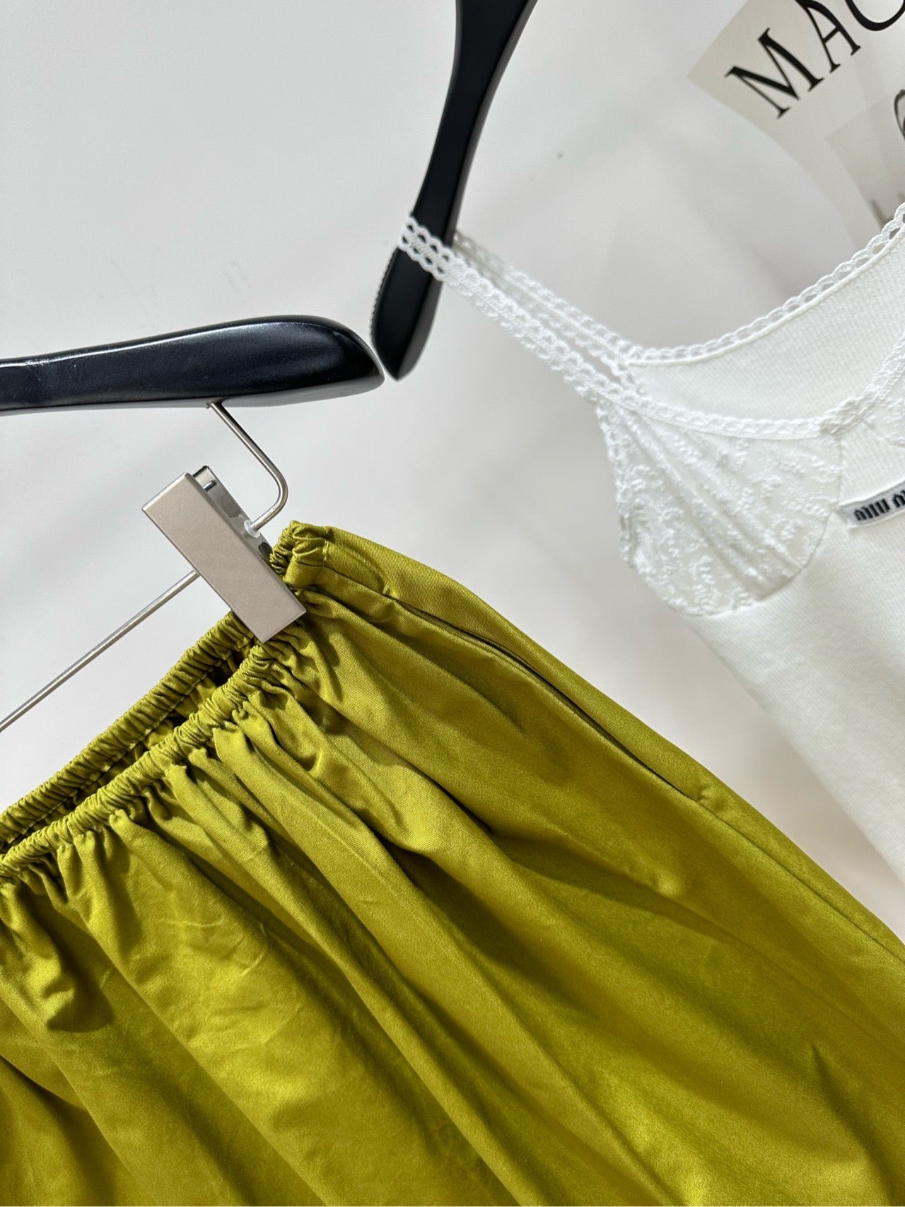 Miu 26s Olive Green Midi Skirt Cotton 409939