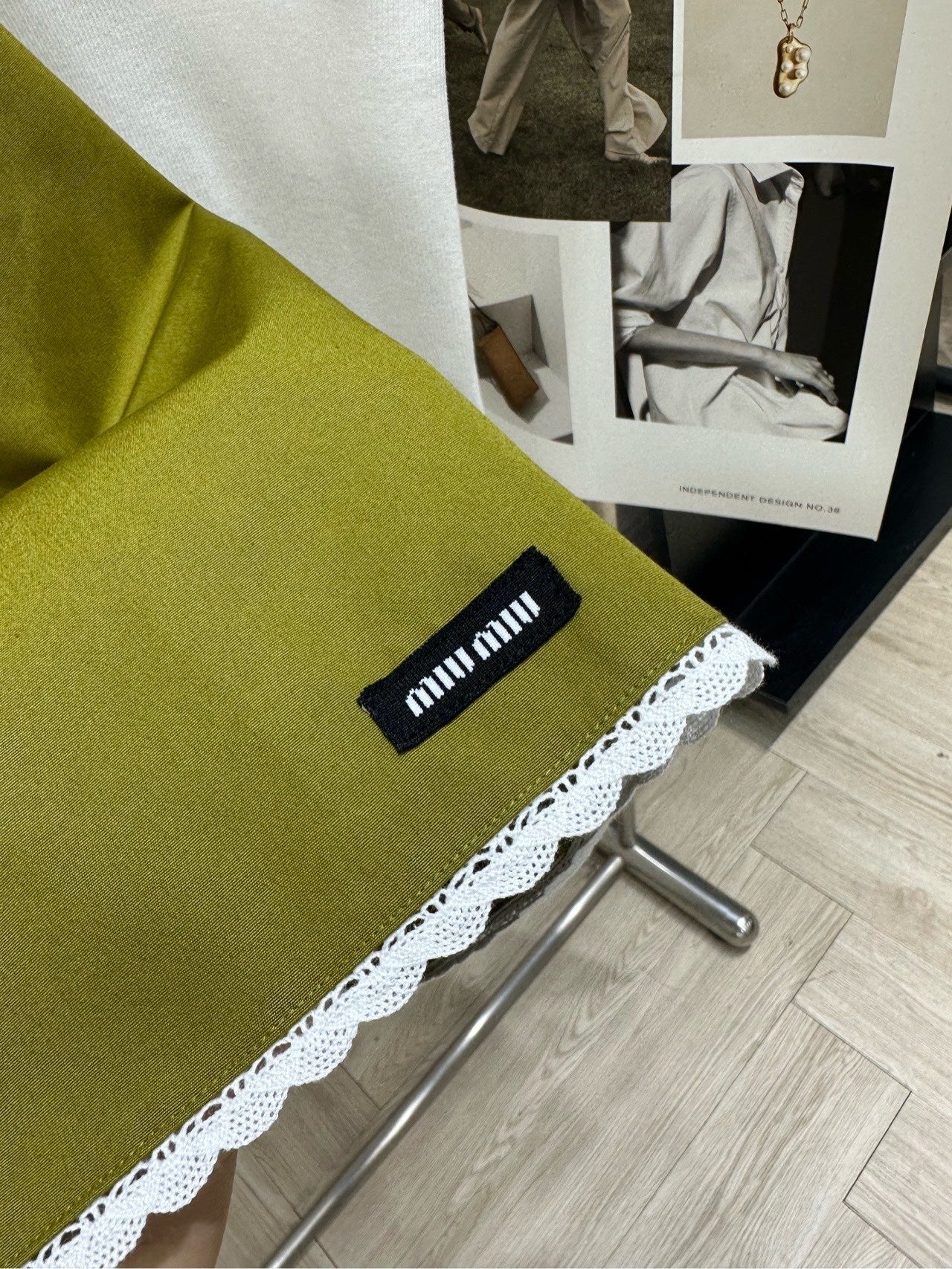 Miu 26s Olive Green Midi Skirt Cotton 409939