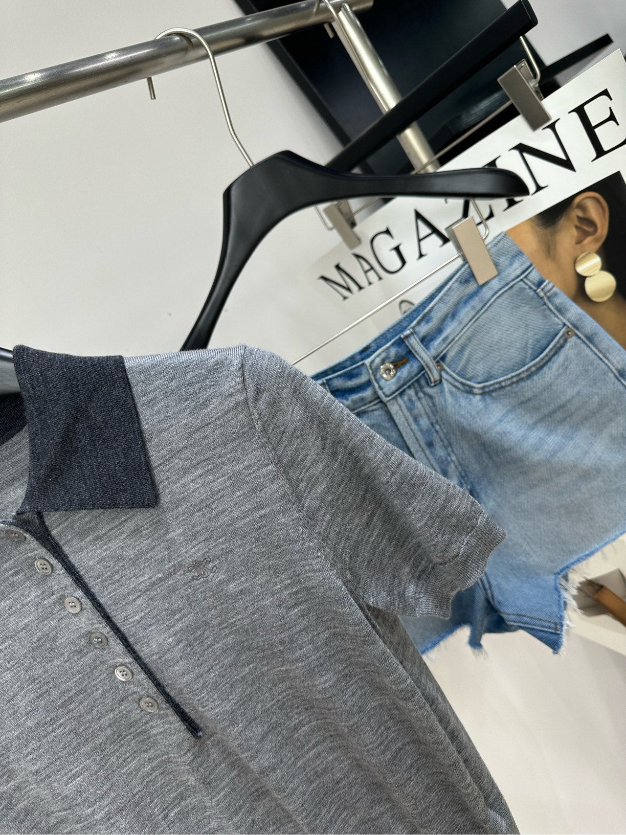 Celine 26s Knit Short-Sleeve T-Shirt Grey Cashmere417390