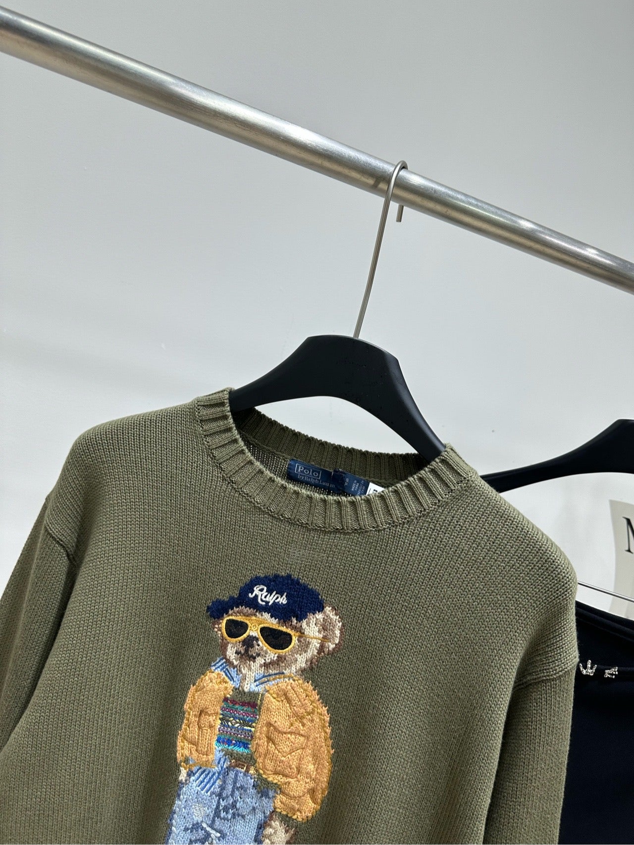 Ralph Lauren Polo Bear Jumper Olive Cotton 417235