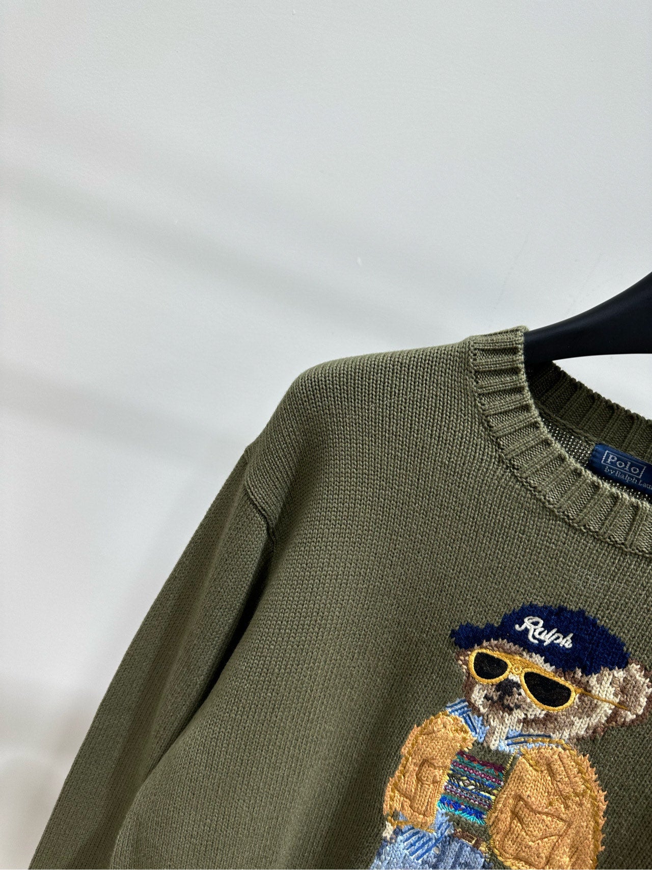 Ralph Lauren Polo Bear Jumper Olive Cotton 417235