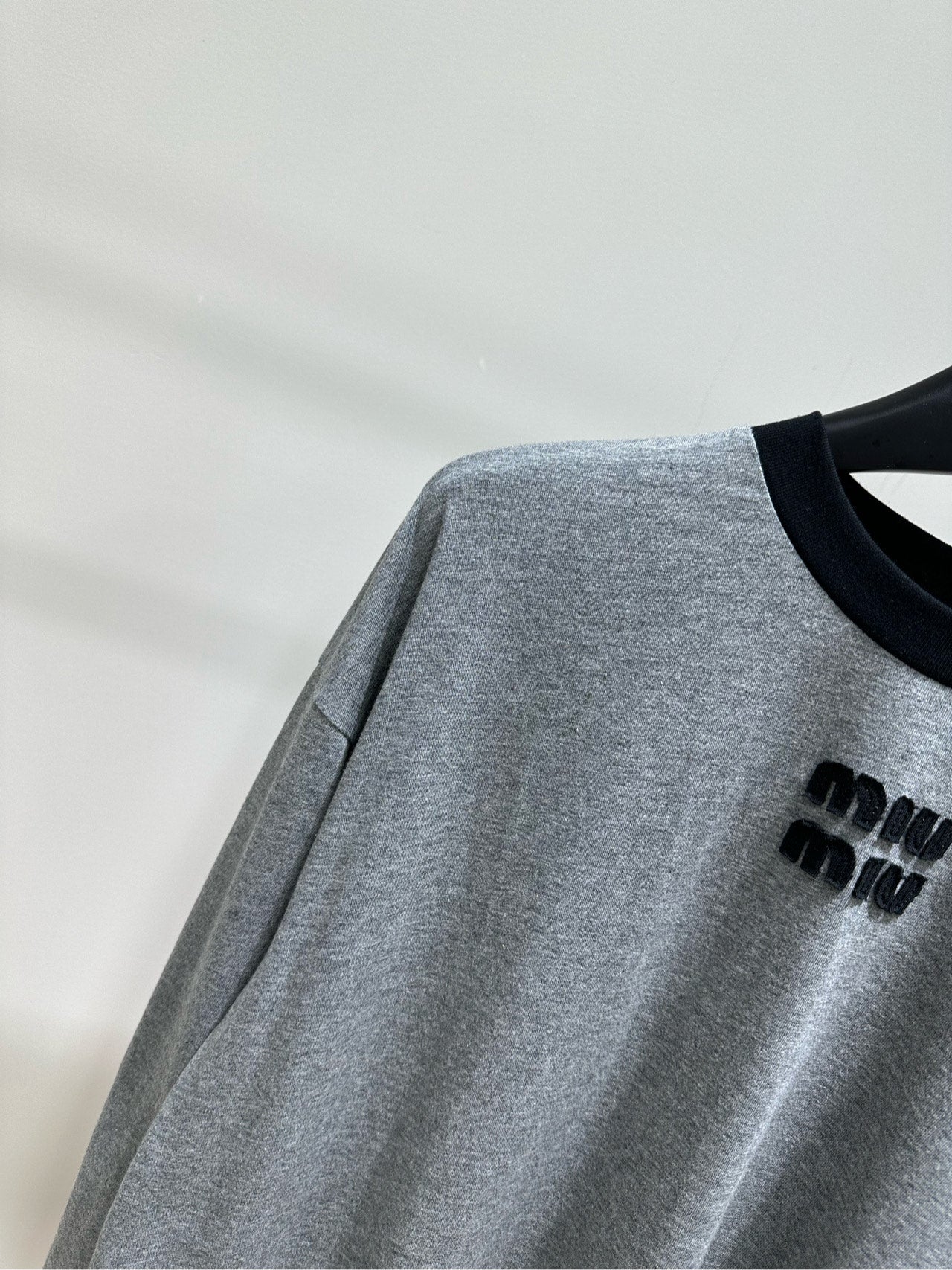 Miu 26s Crew Neck Long Sleeve T-Shirt Grey Cotton 417164
