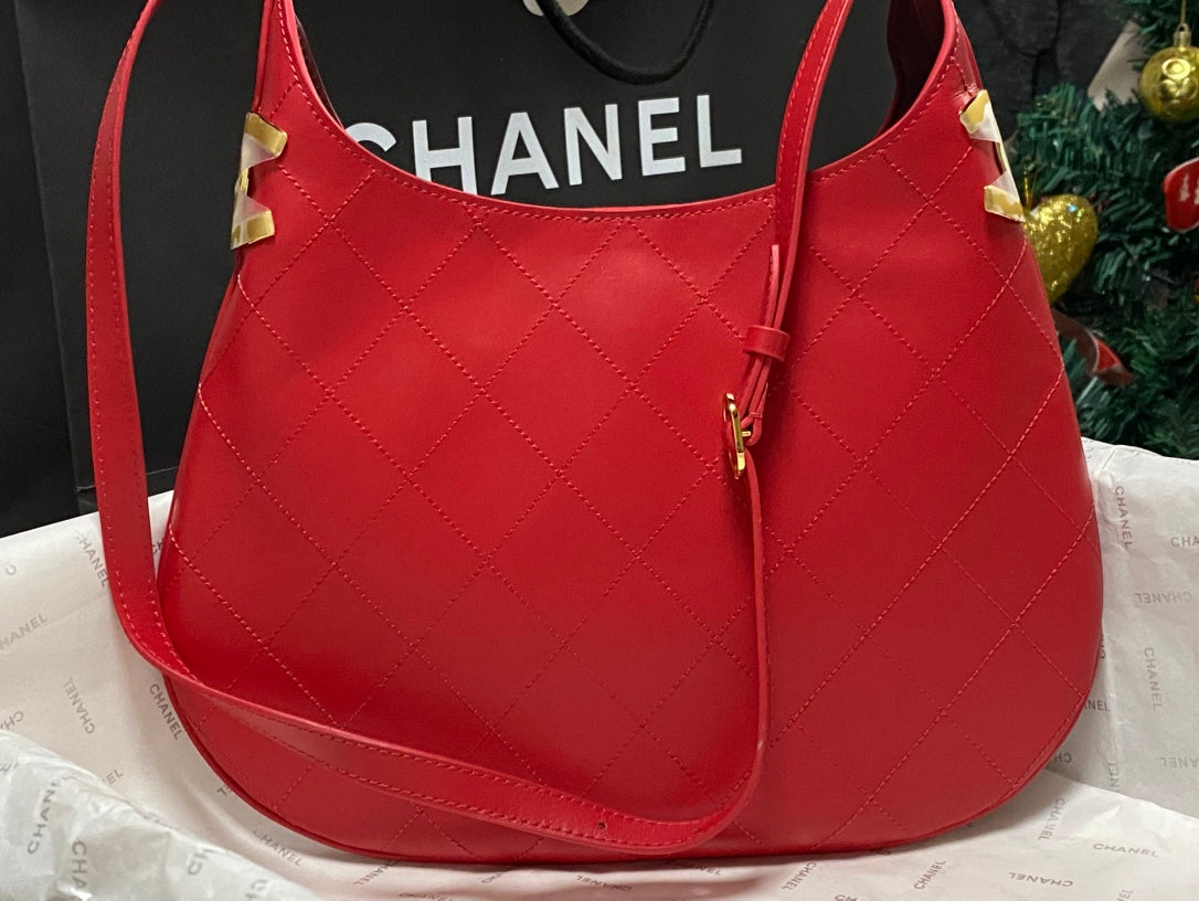 Chanel 2026 AS6478 Hobo Bag Red Lambskin Leather