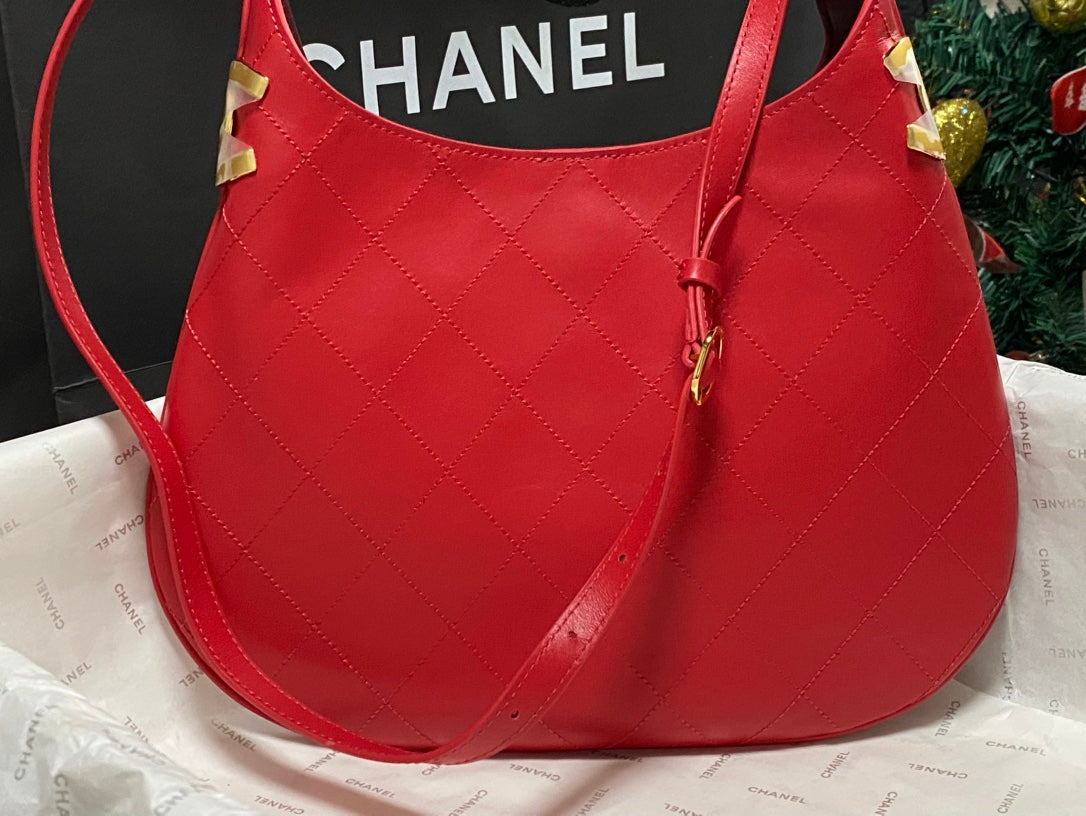 Chanel 2026 AS6478 Hobo Bag Red Lambskin Leather