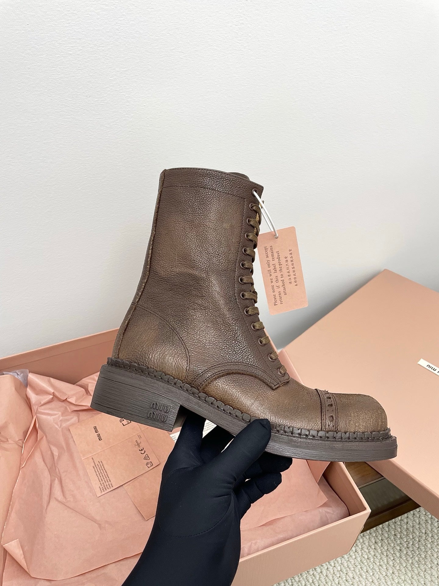 Miumiu 25 Boot Earthy Brown Calfskin 511528