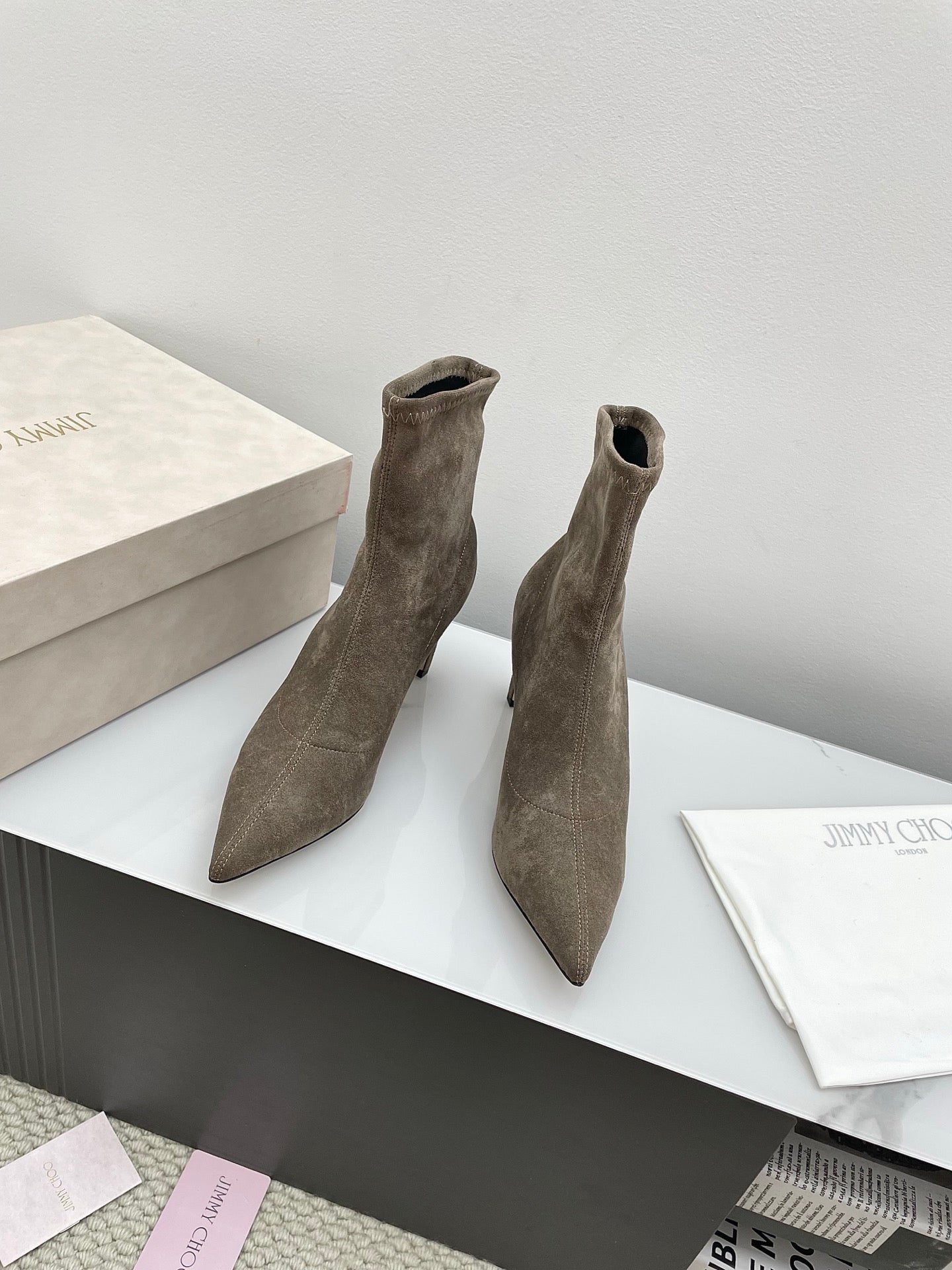 Jimmy Short Boots 85mm Olive Clay Suede 511612