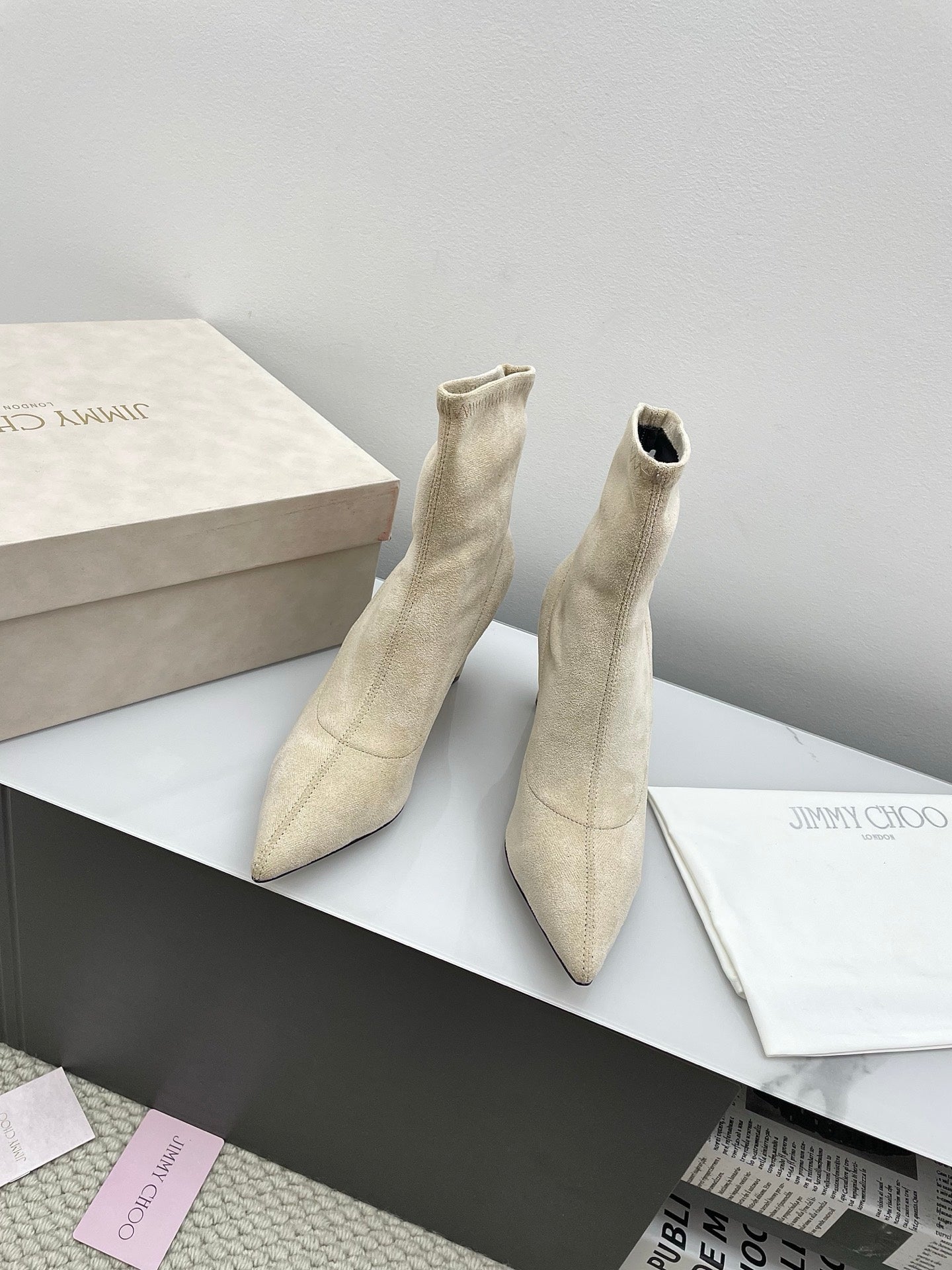 Jimmy Short Boots 85mm Ivory Suede 511613