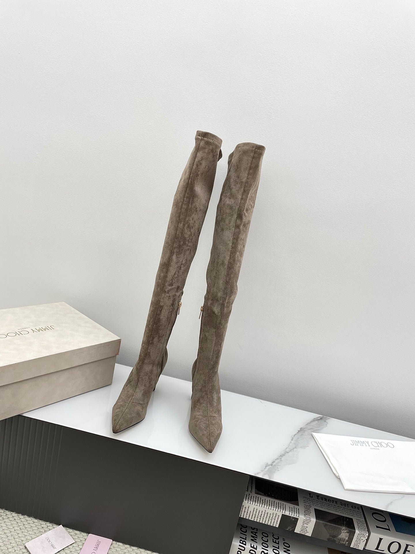 Jimmy Long Boots 85mm Olive Clay Suede 511615