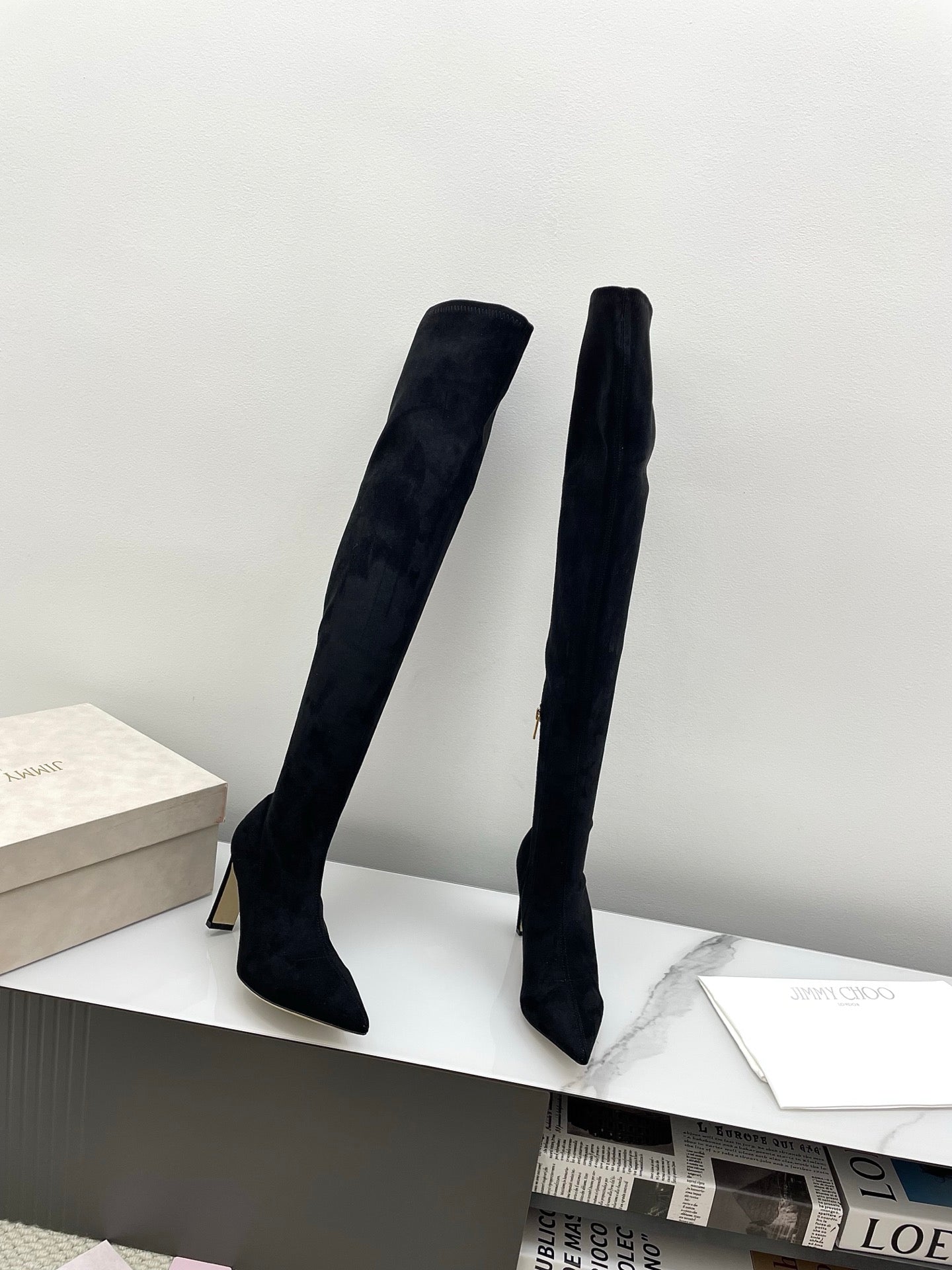 Jimmy Long Boots 85mm Black Suede 511616