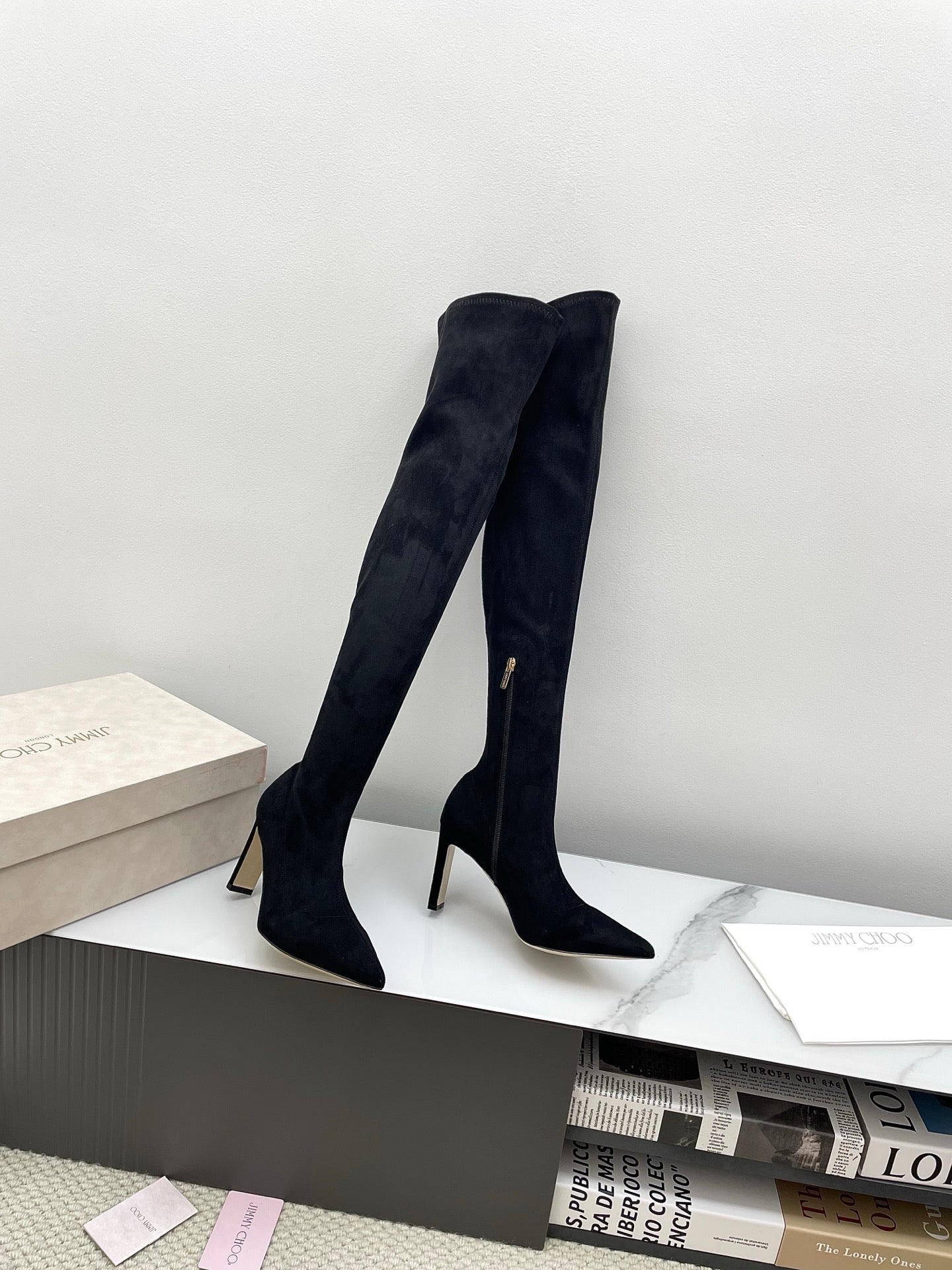 Jimmy Long Boots 85mm Black Suede 511616