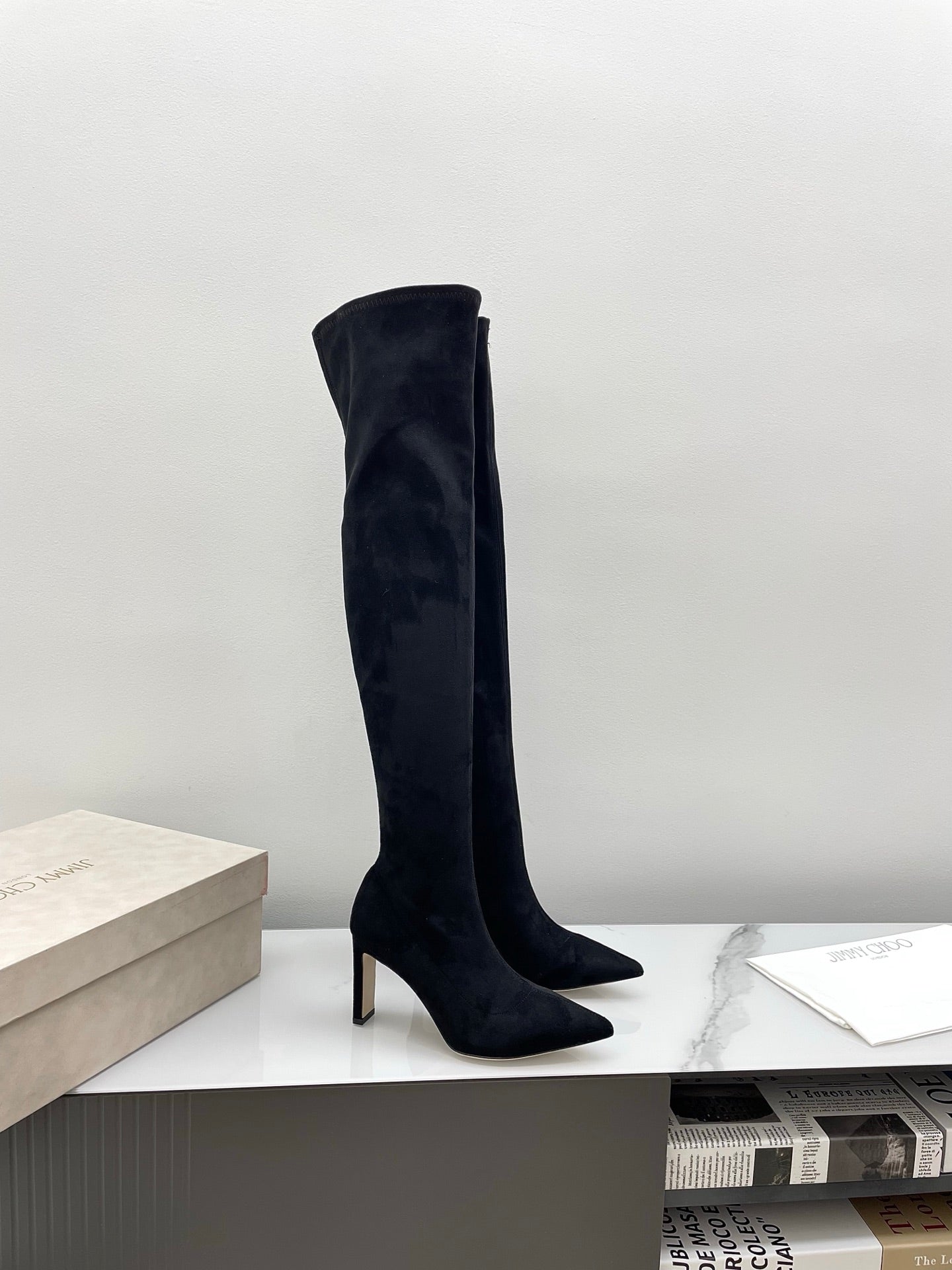 Jimmy Long Boots 85mm Black Suede 511616