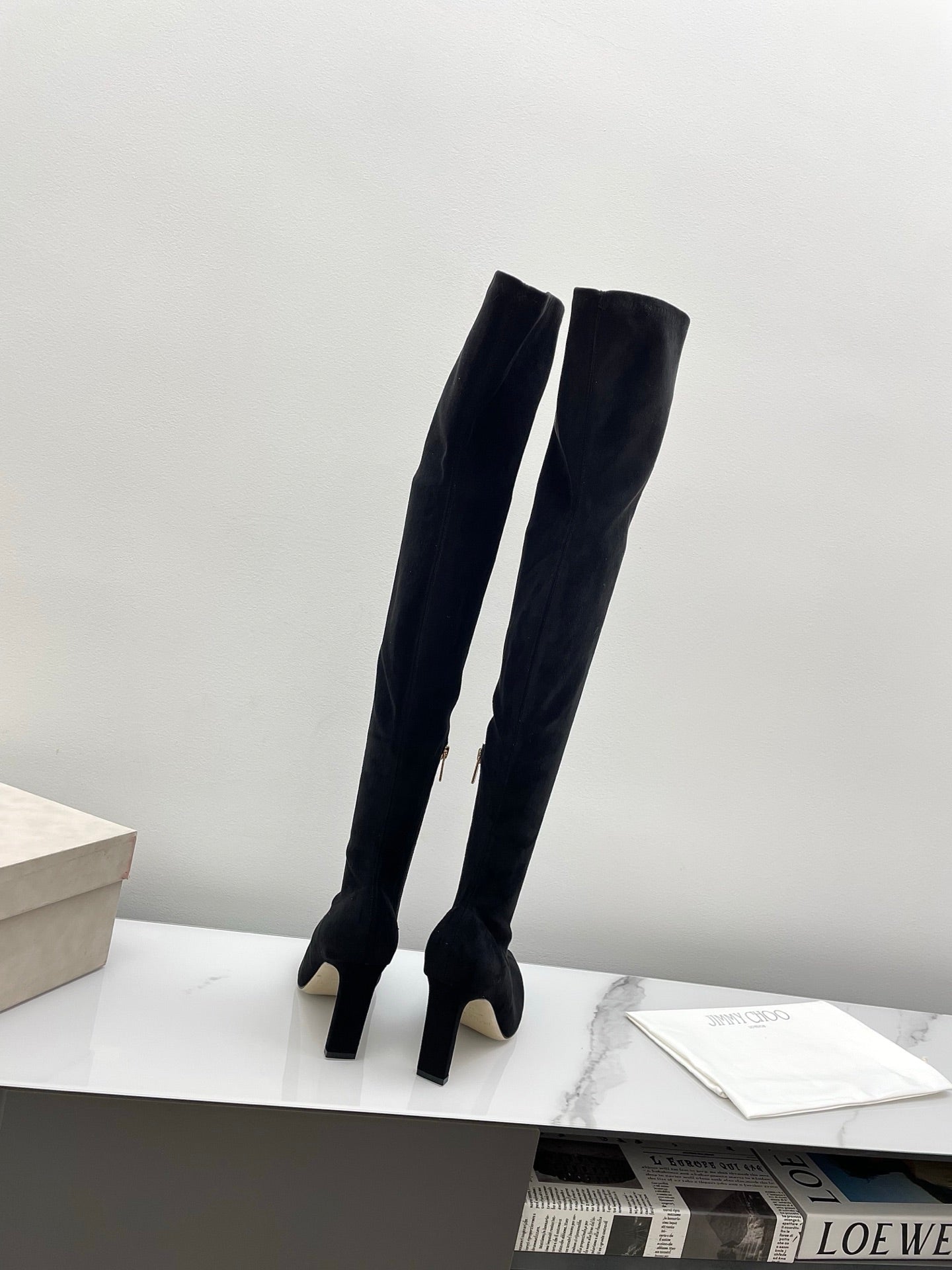 Jimmy Long Boots 85mm Black Suede 511616