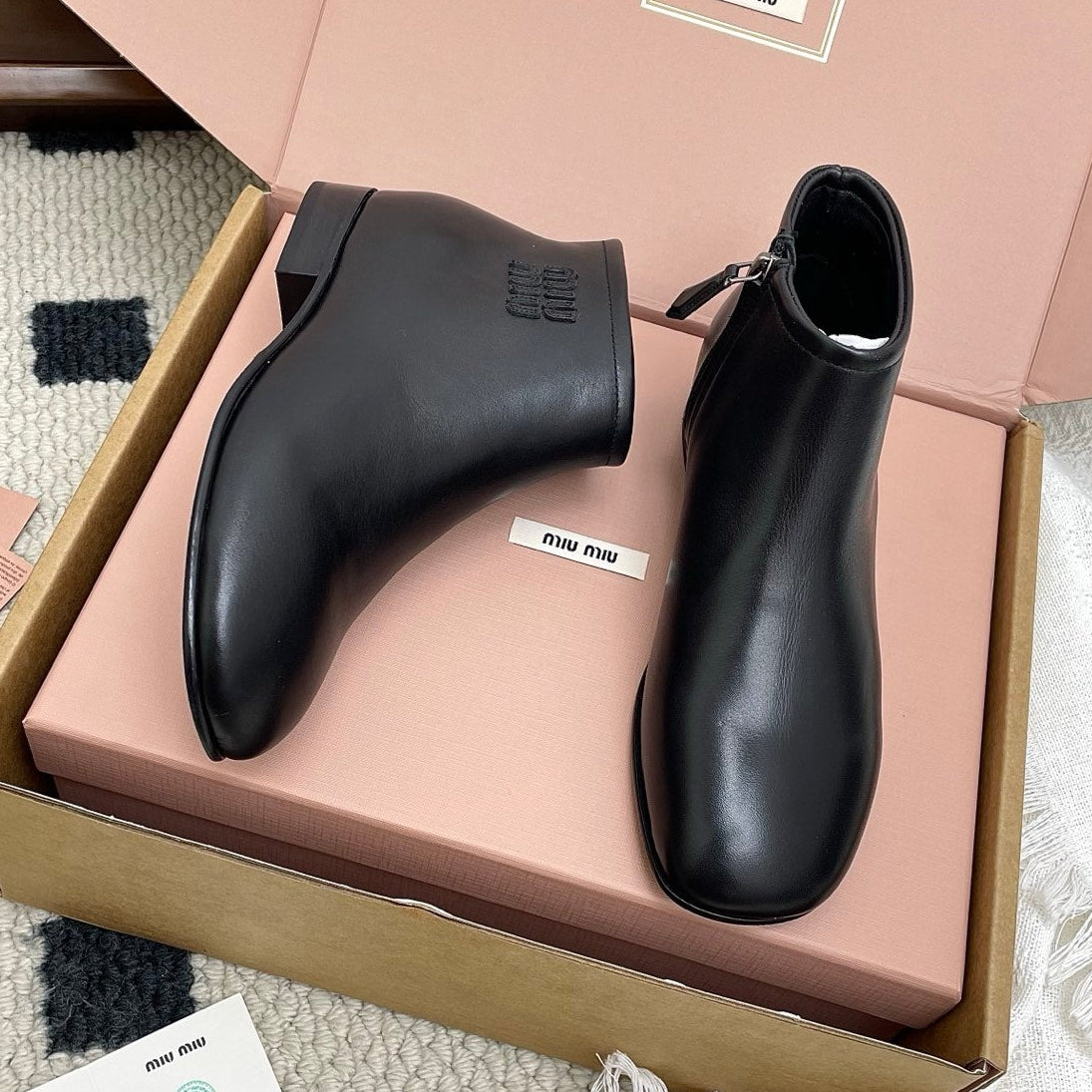 Miumiu 25 Chelsea Short Boot Black Cowhide 511541
