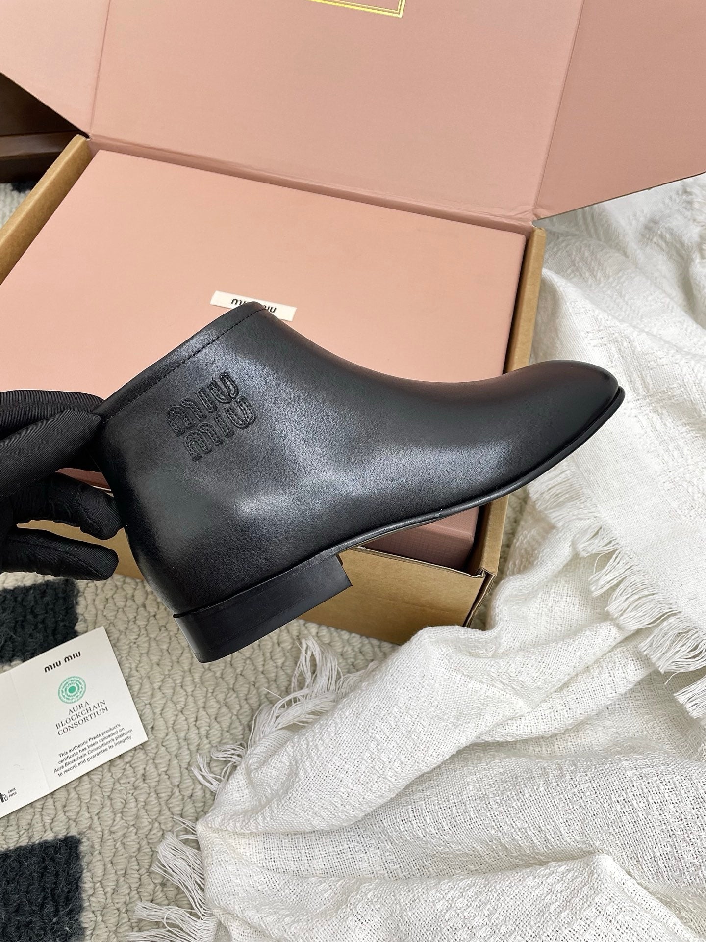 Miumiu 25 Chelsea Short Boot Black Cowhide 511541