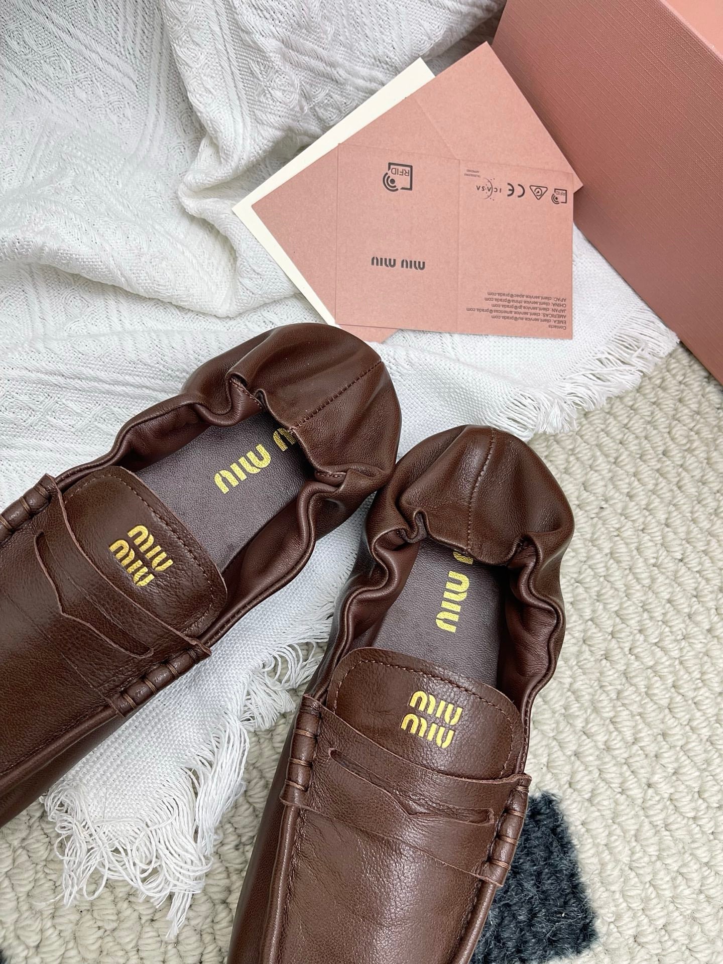 Miu Ruches Brown Leather 611335
