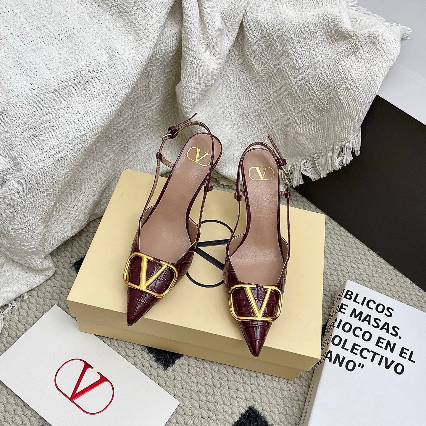 VT Signature Slingback Burgundy Embossed Cowhide 726944