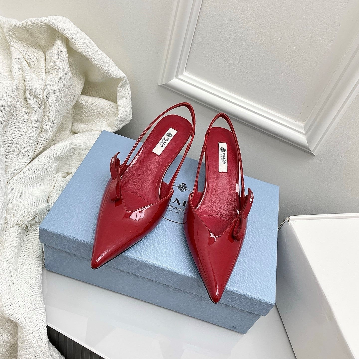 Prada 26s Slingback Burgundy Patent Leather 726982
