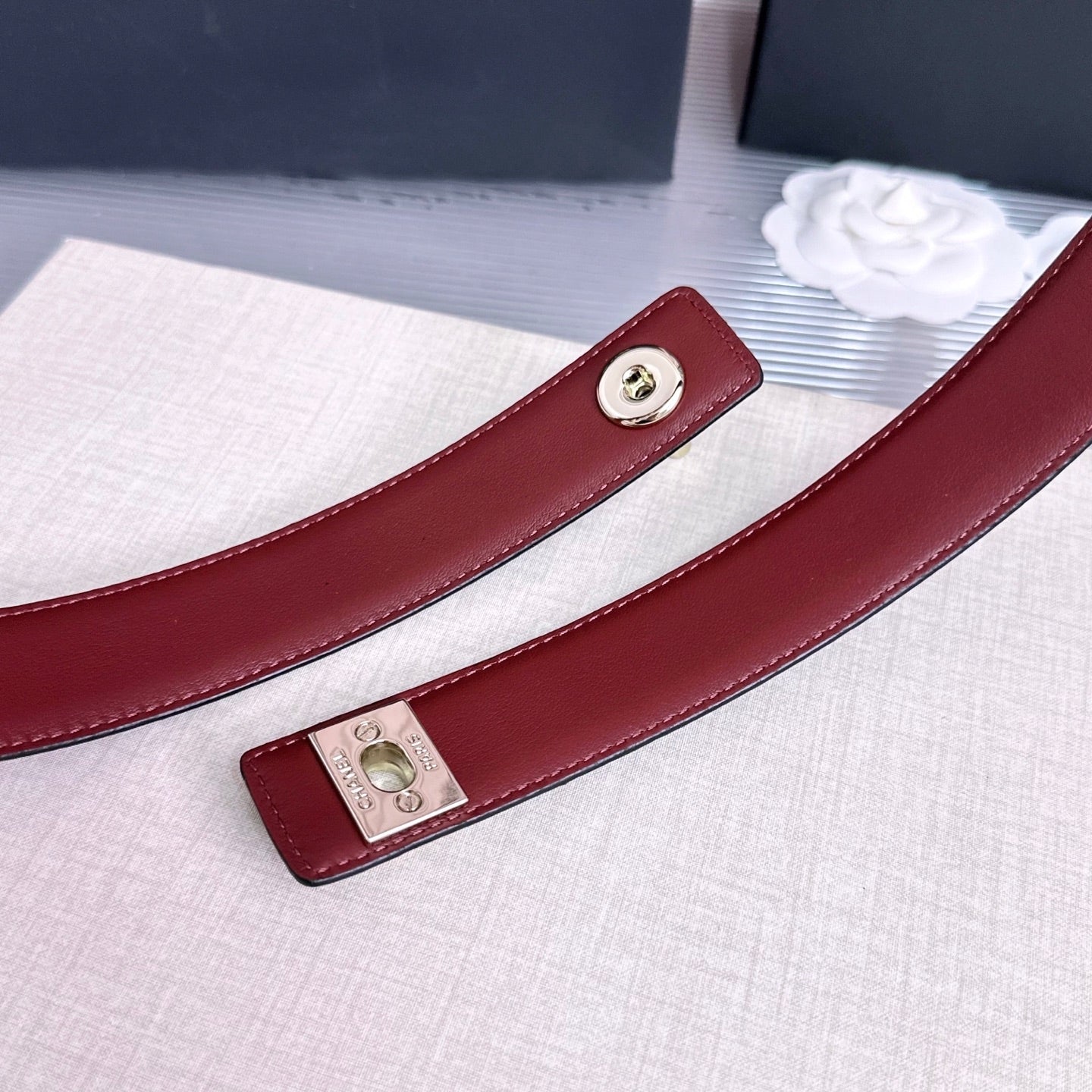 CC Fall Winter 2026 3cm Belt Black Gold Caviar Leather