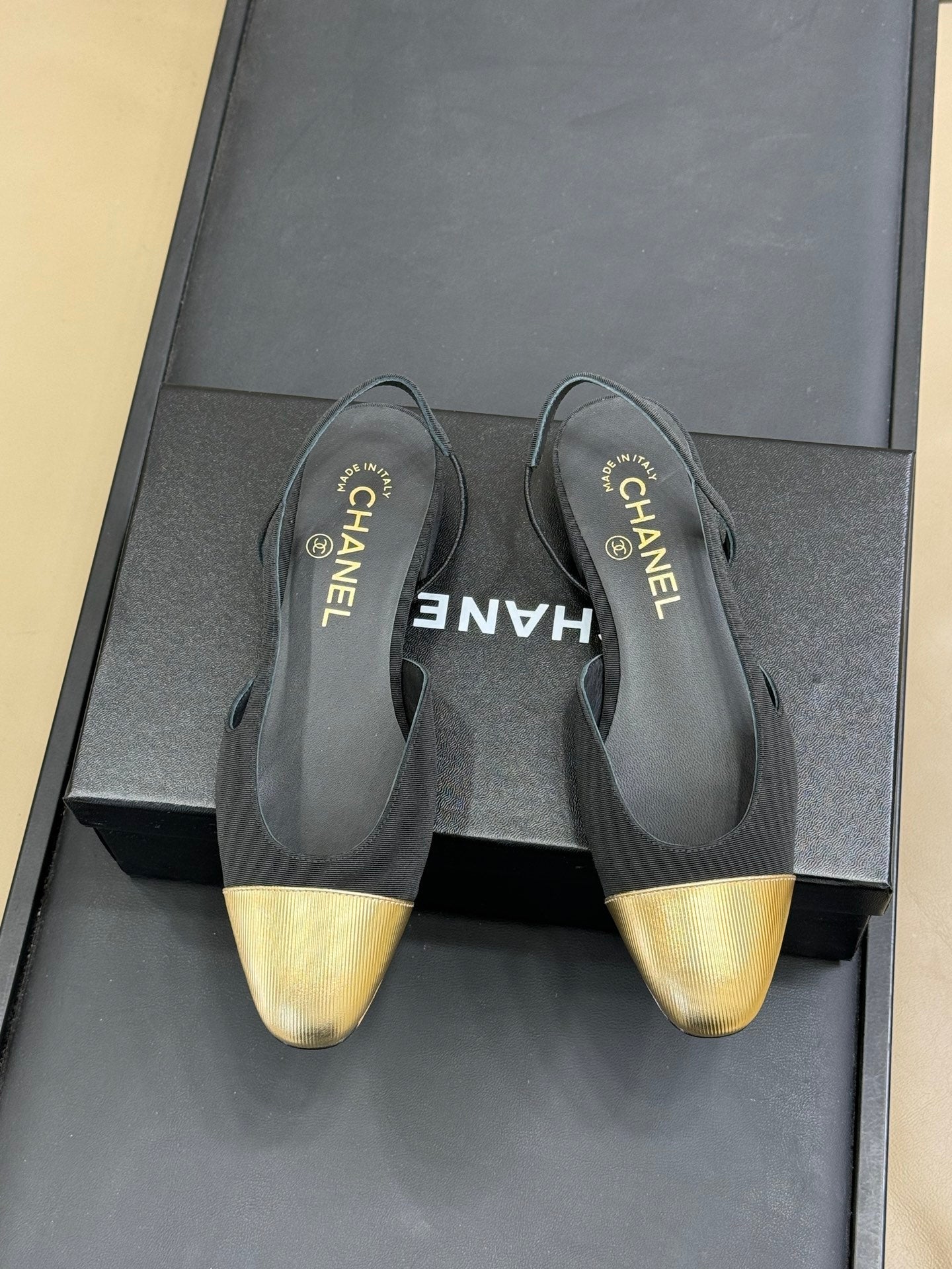 CC Classic Slingback Black Fabric Mix Gold 282287
