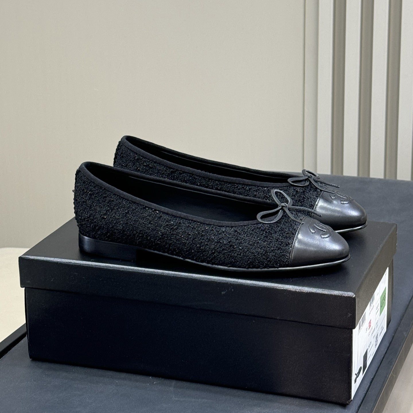 CC Classic Ballet Flats Black Fabric Mix Black Lambskin 282280