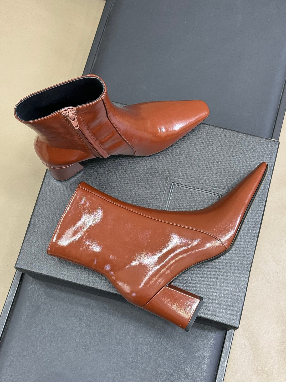 YSL 26s Le Cassandre Boots Cognac Smooth Leather 157727