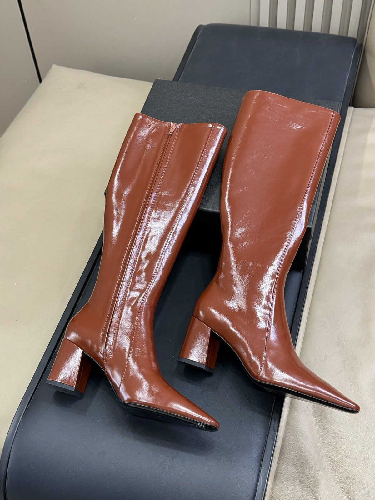 YSL 26s Le Cassandre Boots Cognac Smooth Leather 157727