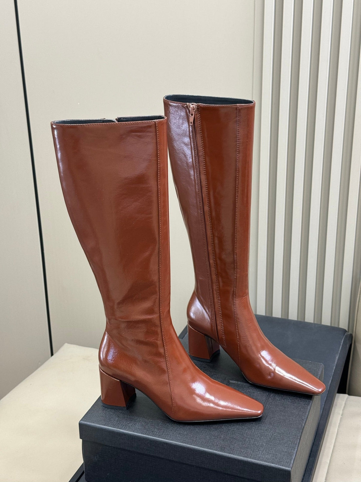 YSL 26s Le Cassandre Boots Cognac Smooth Leather 157727